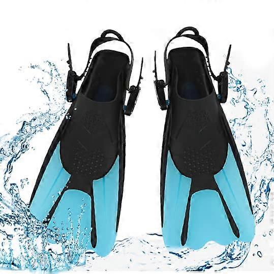 Snorkel Swim Fins Full Foot Snorkeling Fins With Adjustable Buckles Unisex Diving Fins For Lap Pool Blue Size S1 To 5.5