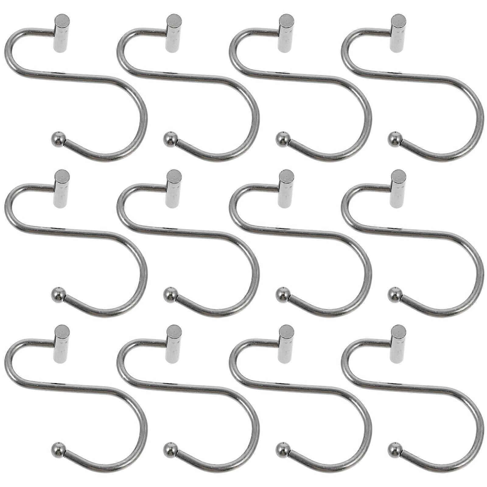 Assorted Color Round Column Curtain Hooks Iron Curtain Hook 12Pcs