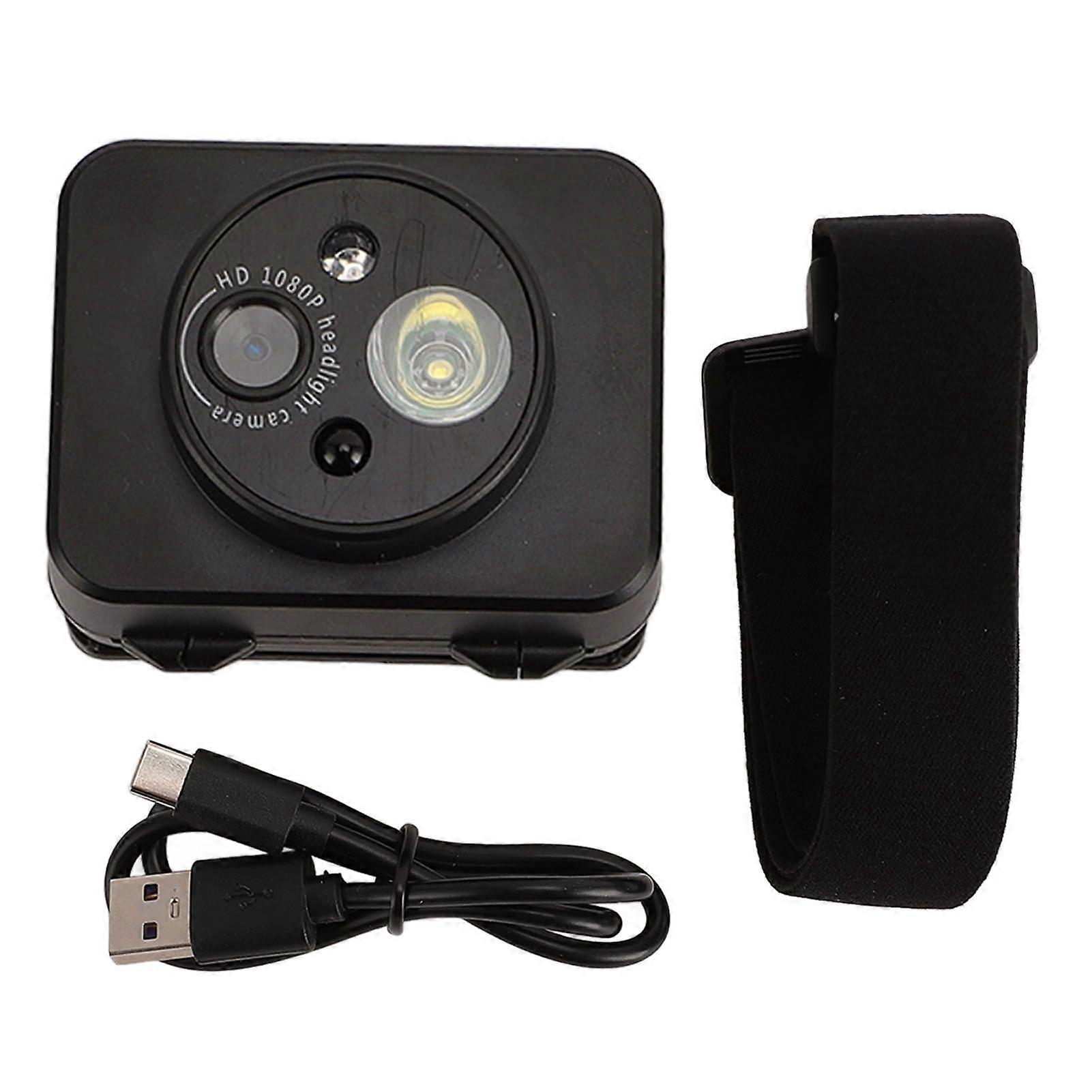 LED Headlamp Camera 1080P 45 Deg Free Adjustment Handsfree Cycling Video Recorder for Running