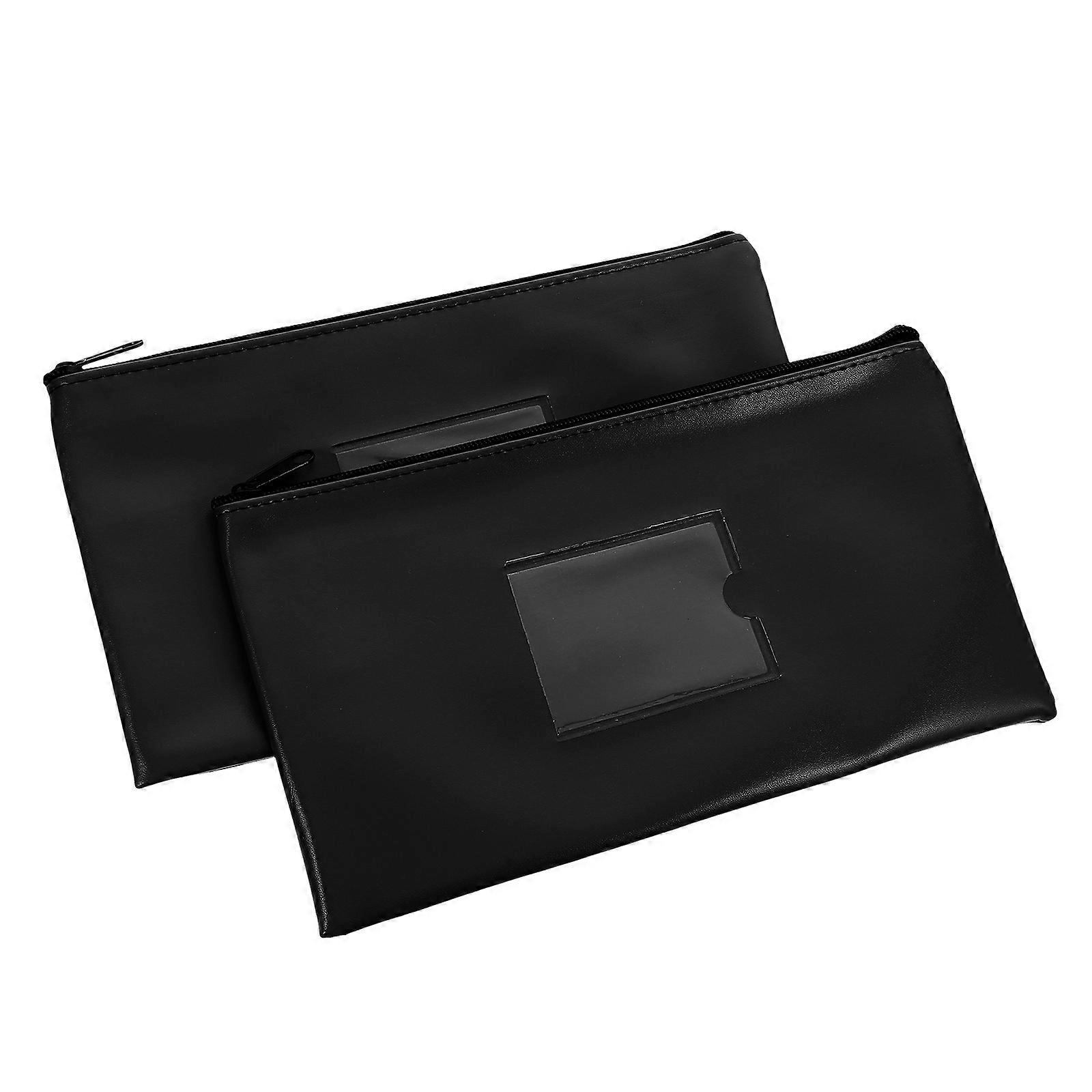 Money Pouch with Clear Window Deposit Bag for Storage 8Pcs Black Fake