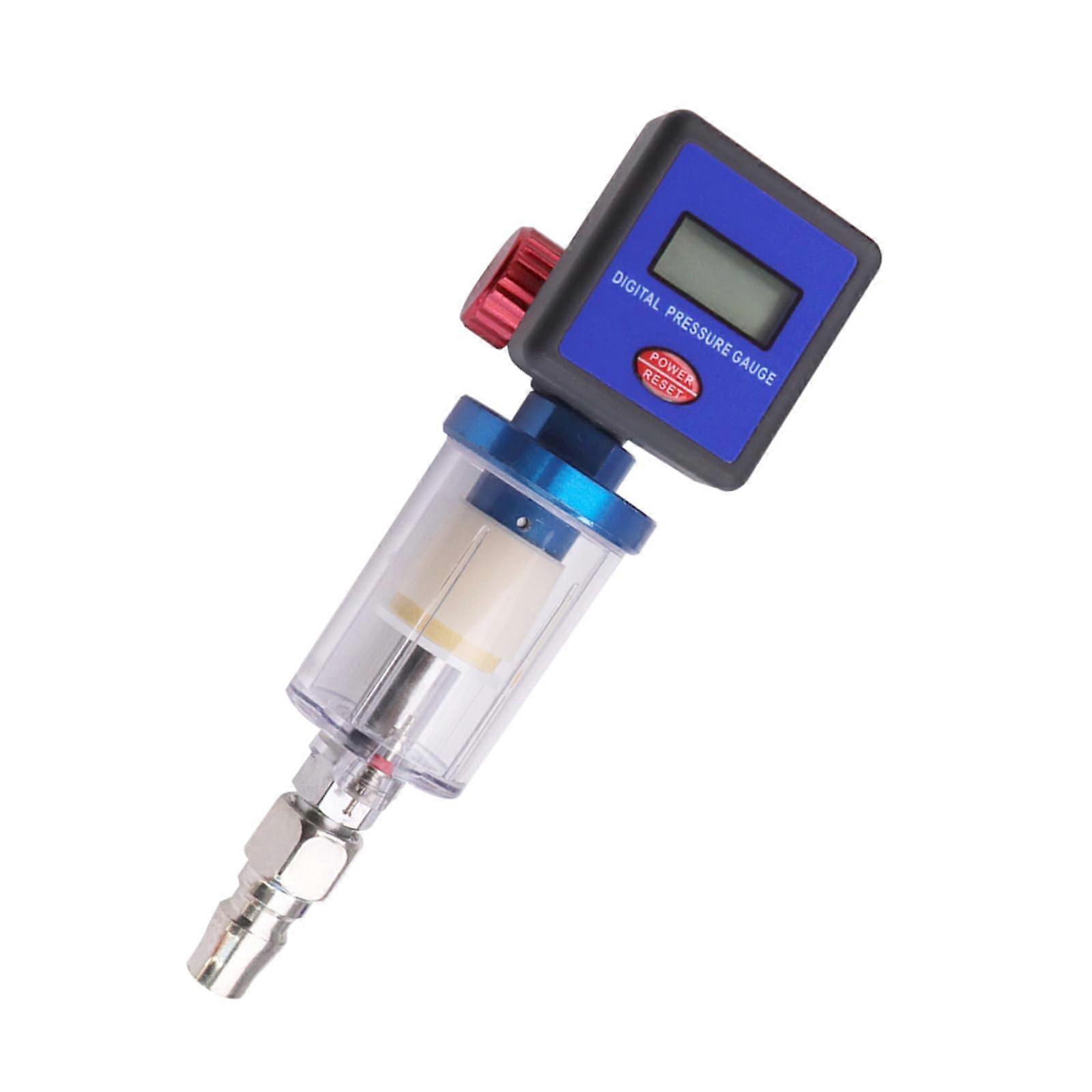 Air Compressor Regulator System With Digital Regulator, Oil Water Traps, Spray Transparent Filter Bowl Red