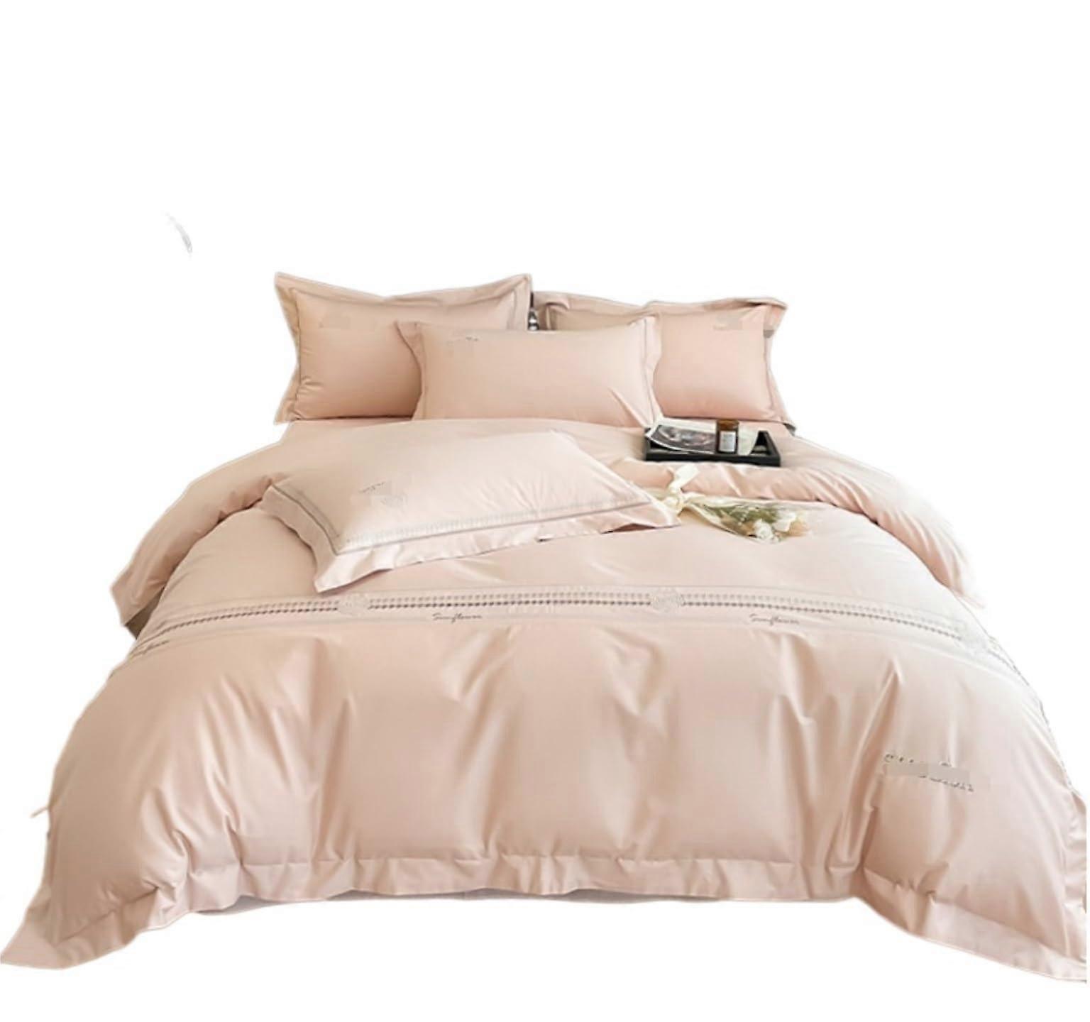 Comforter Set Queen Cotton 4Piece Bed Sheet Set With Quilt Cover, Pink, 1.5/1.8m Bed