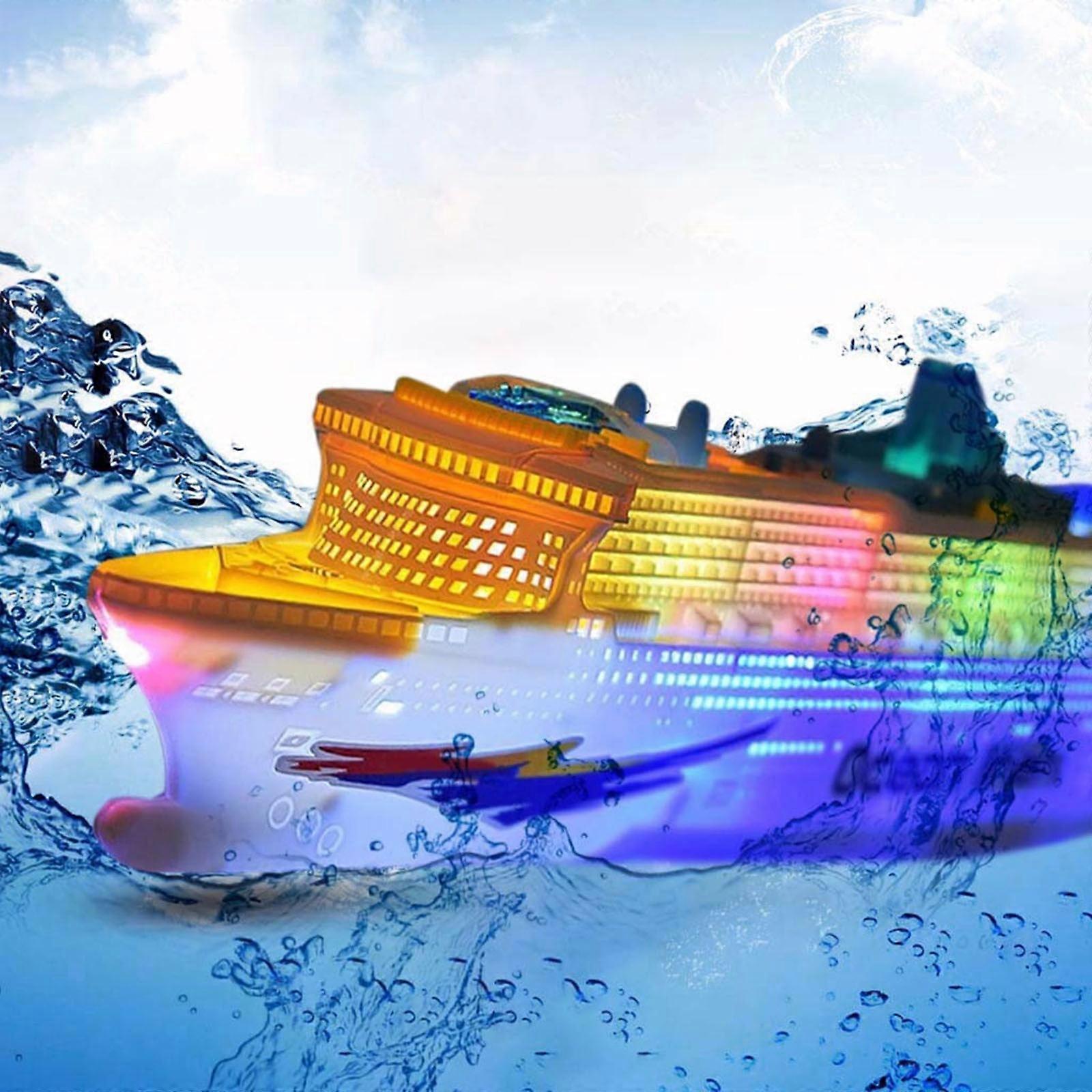 Electric Colorful Ocean Liner Ship Toy for Kids, Remote Control with Flashing LED Lights & Music, Compatible with N/A - No Battery