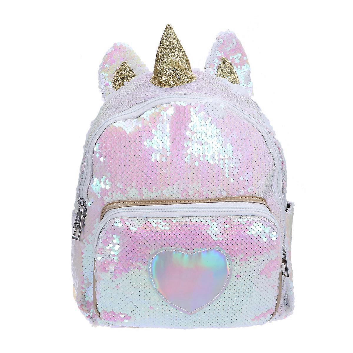 Unicorn Campus Bag Stylish Backpack for Storage 3Pcs Golden Cartoon