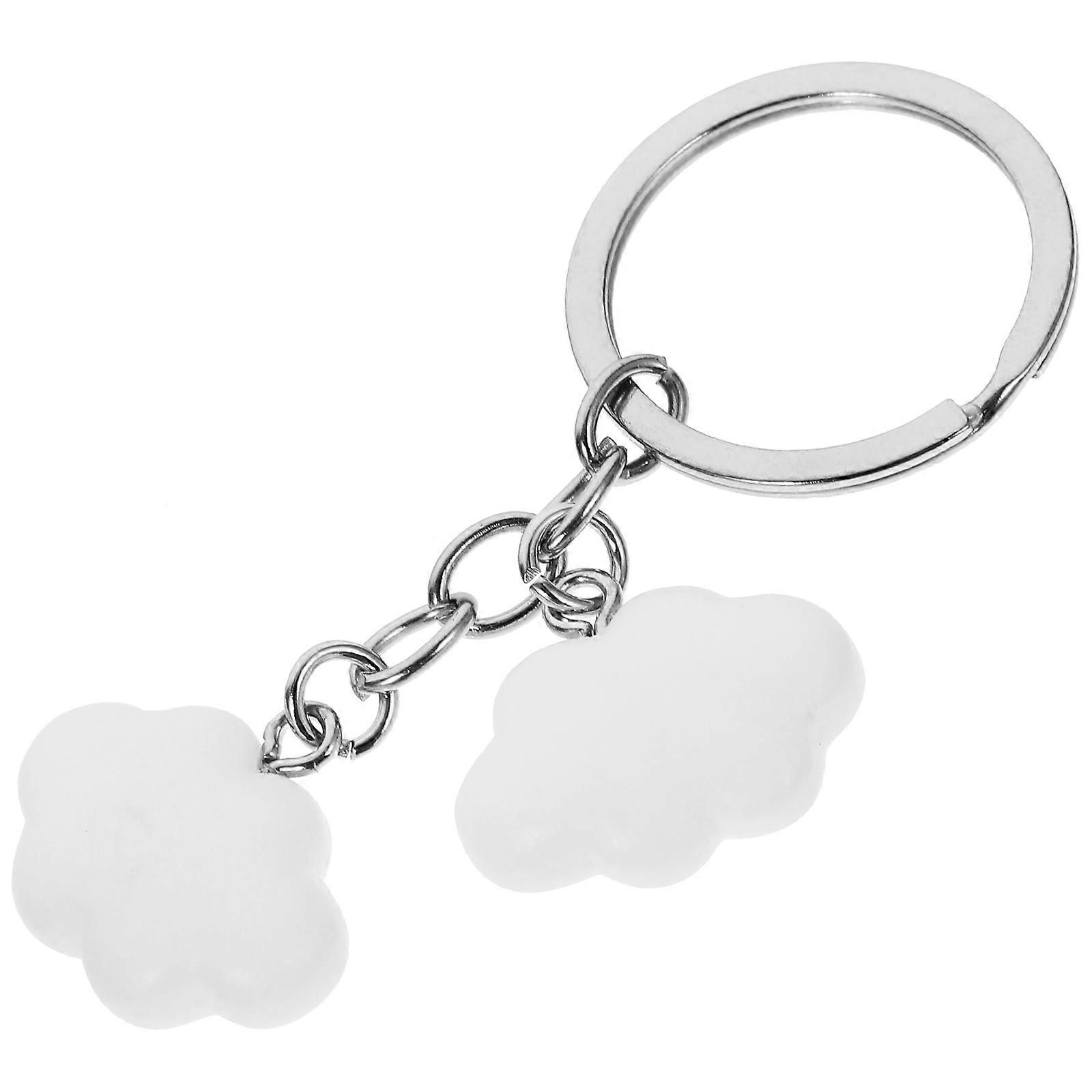 Key Chain Cloud Pendant Metal Keyring for Backpack 2Pcs Silver Charm