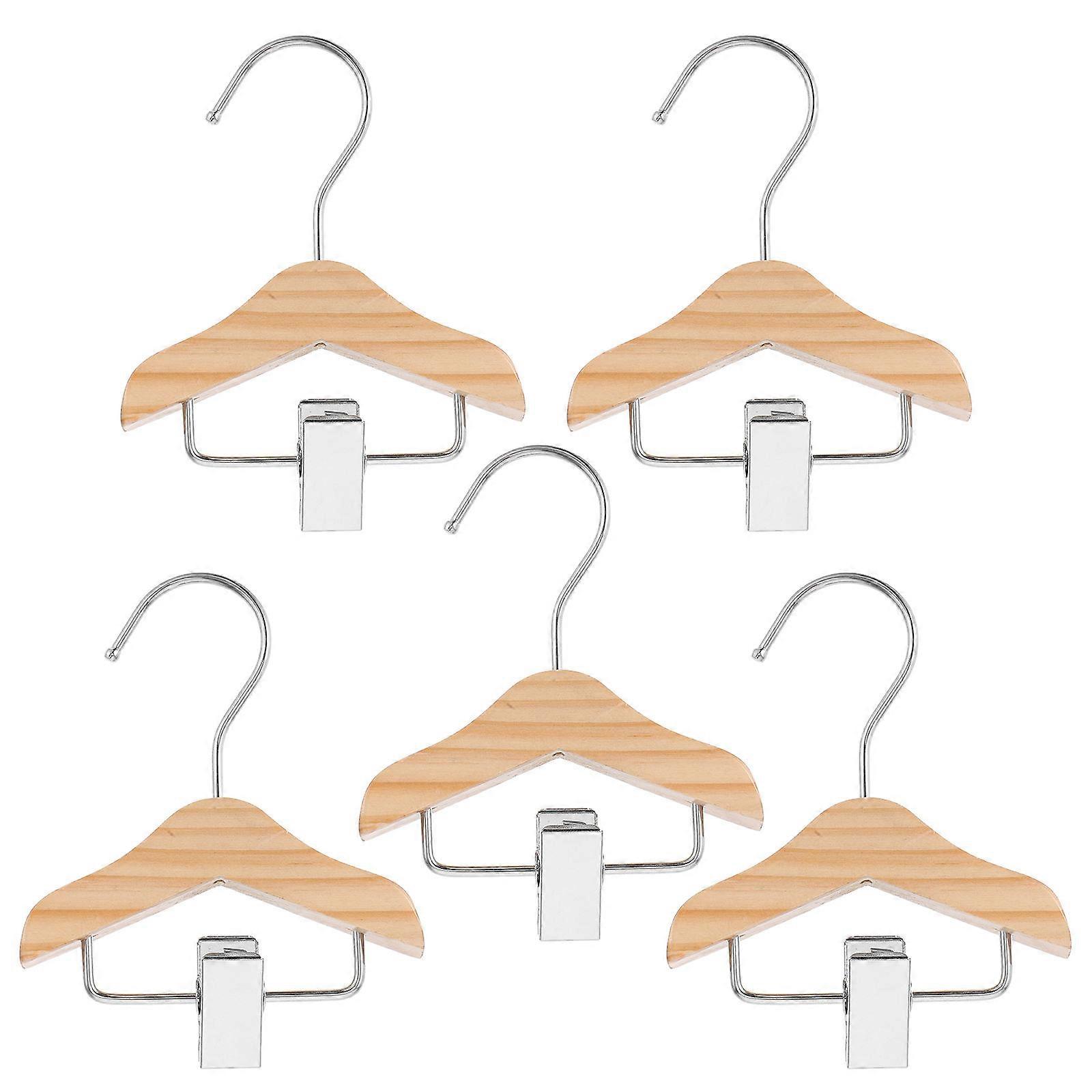 Clothes Hanging Wooden Hanger With Clip 15Pcs Space-Saving Nursery Hangers For Children's Outfits Light Brown Rectangular Design