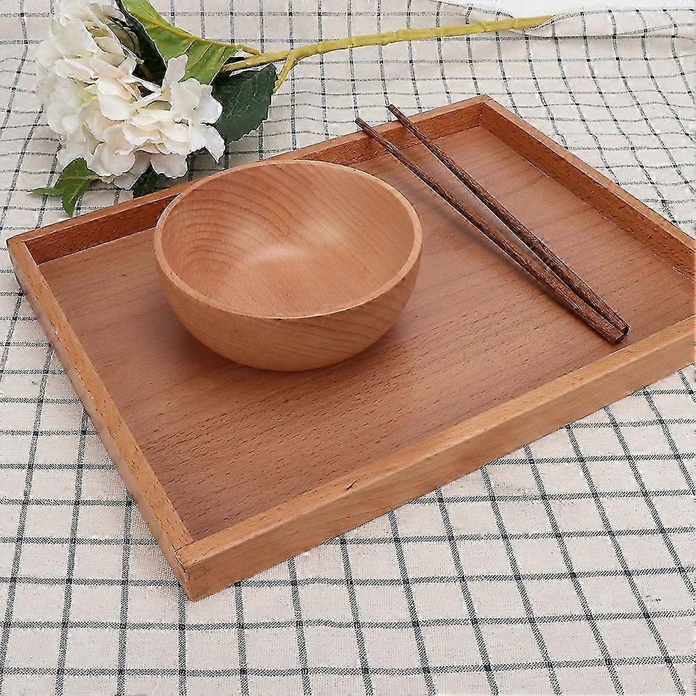Wooden Tea Cup Tray Rectangle Coffee Plate Holder Snack Serving Tableware Storage