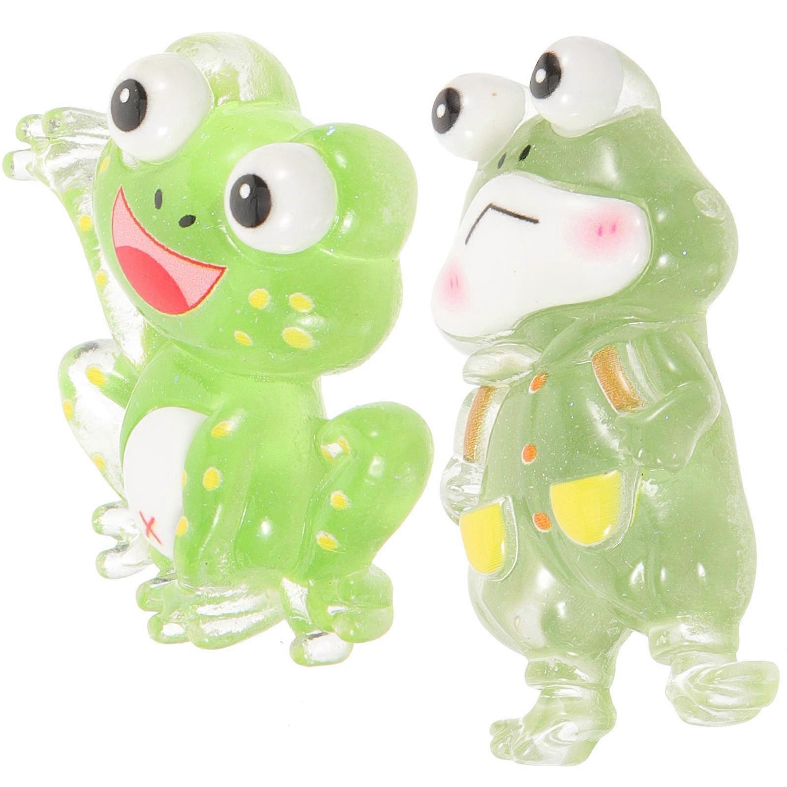 2Pcs Glow Frog Accessories Resin Frog Charms for Home Use