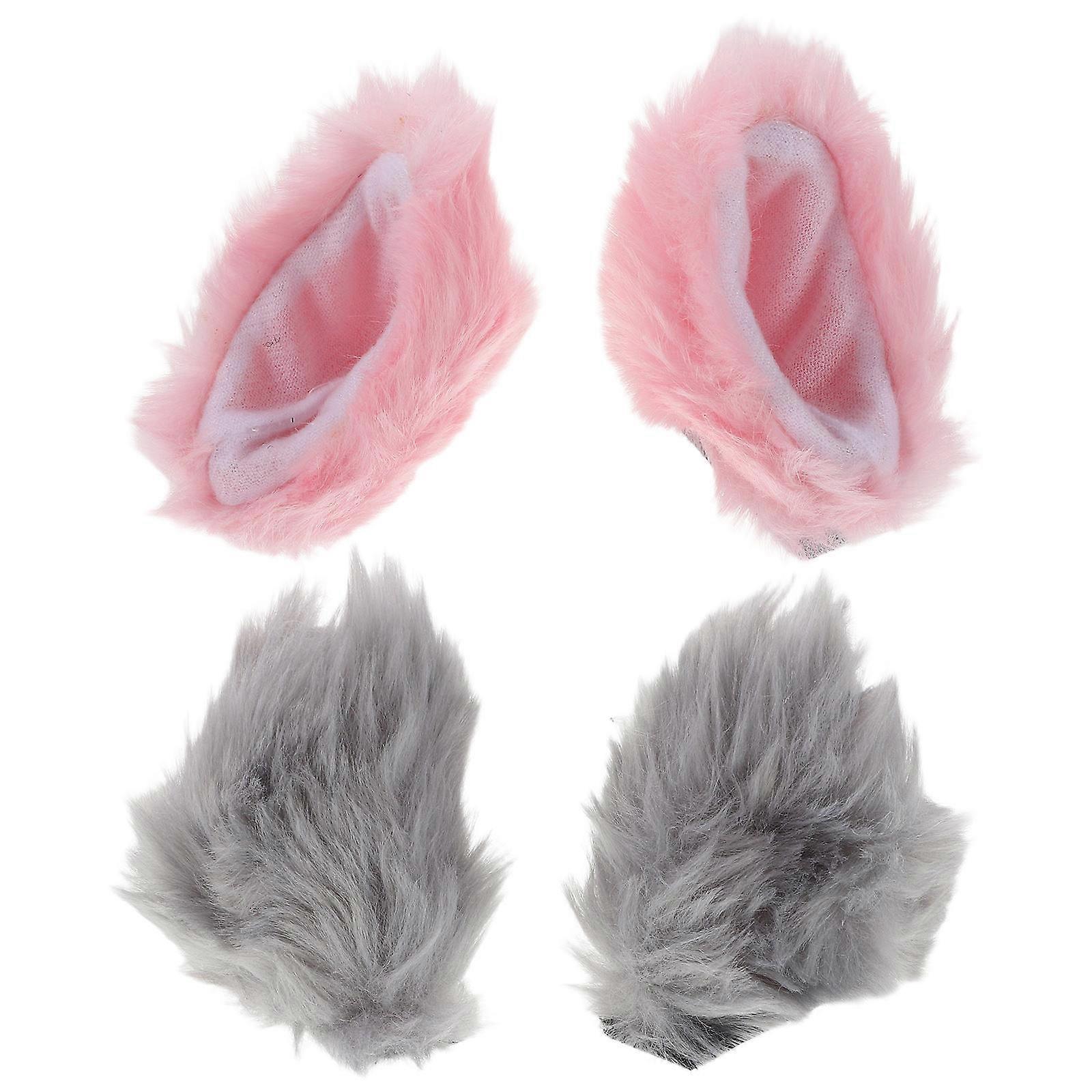 Cat Ears Motorcycle Accessories Plush Decoration for 4Pairs Multi