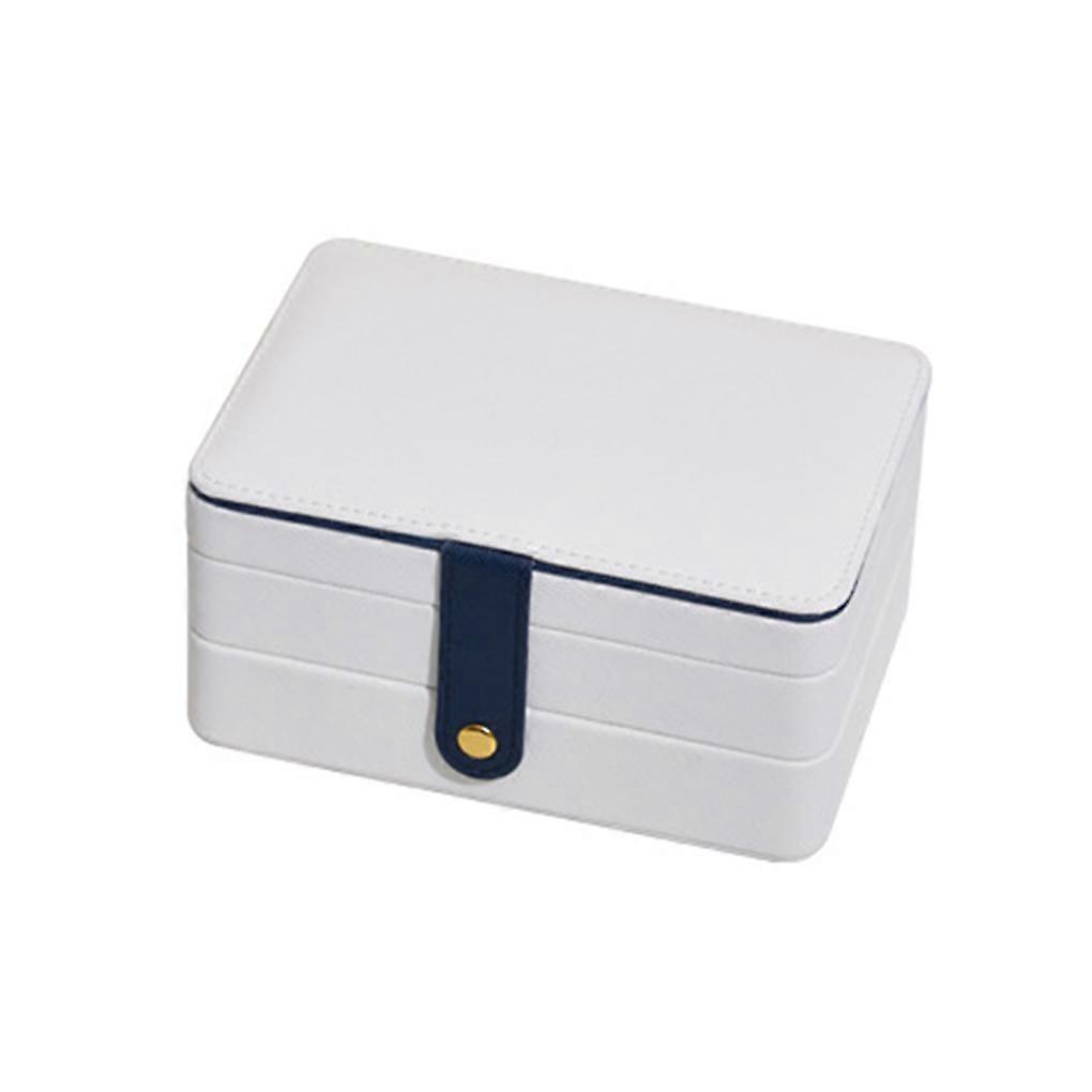 Multi-layers Jewelry Box Earrings Storage Case PU Leather Holder White