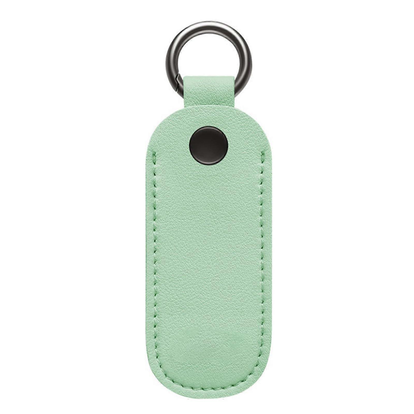 Leather U Disk Pouch 1PC Key Ring Holder, USB Flash Drive Storage Bag Memory Stick Case, 9x3.2 Cm Light Green