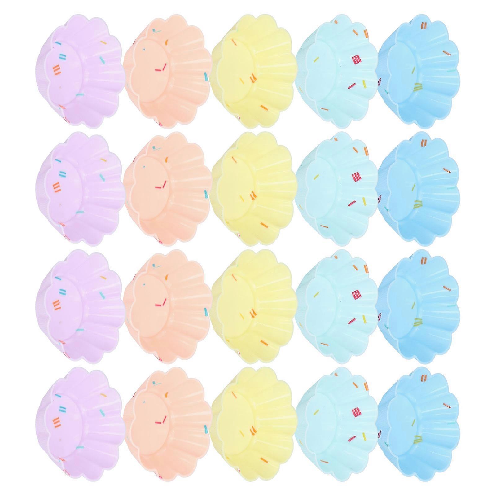 20Pcs Silicone Mini Cupcake Molds, Reusable Flower Baking Set
