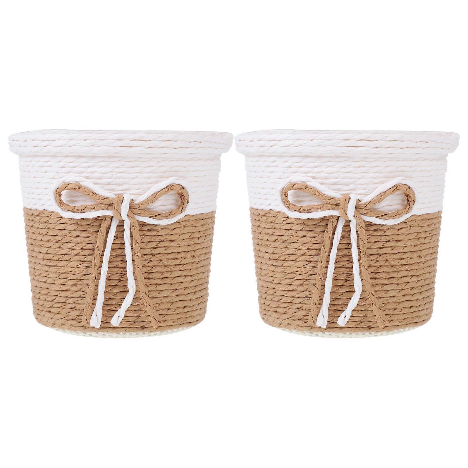 Practical Flower Planter Imitation Paper-Woven Pot for Storing 6Pcs