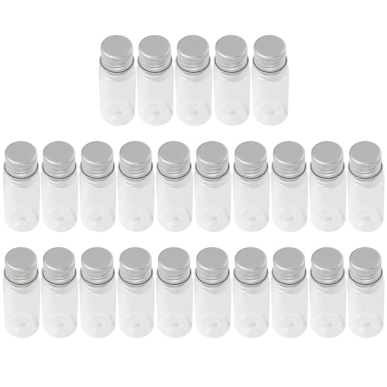 25Pack Transparent Plastic Bottles Storage 8.5X3X2CM With Aluminum Caps For Travel And DIY Projects
