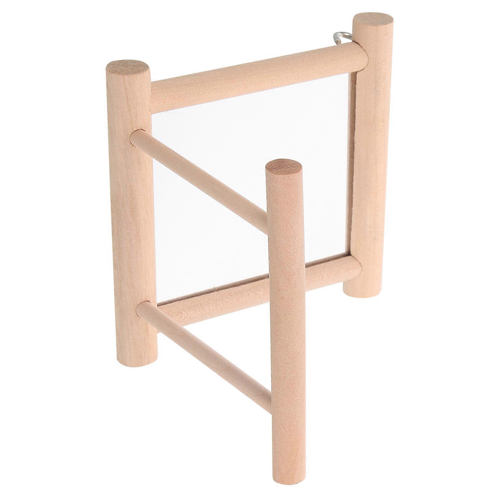 Wooden Bird Perch Parrot Accessory for Bird Standing 4Pcs with Mirror