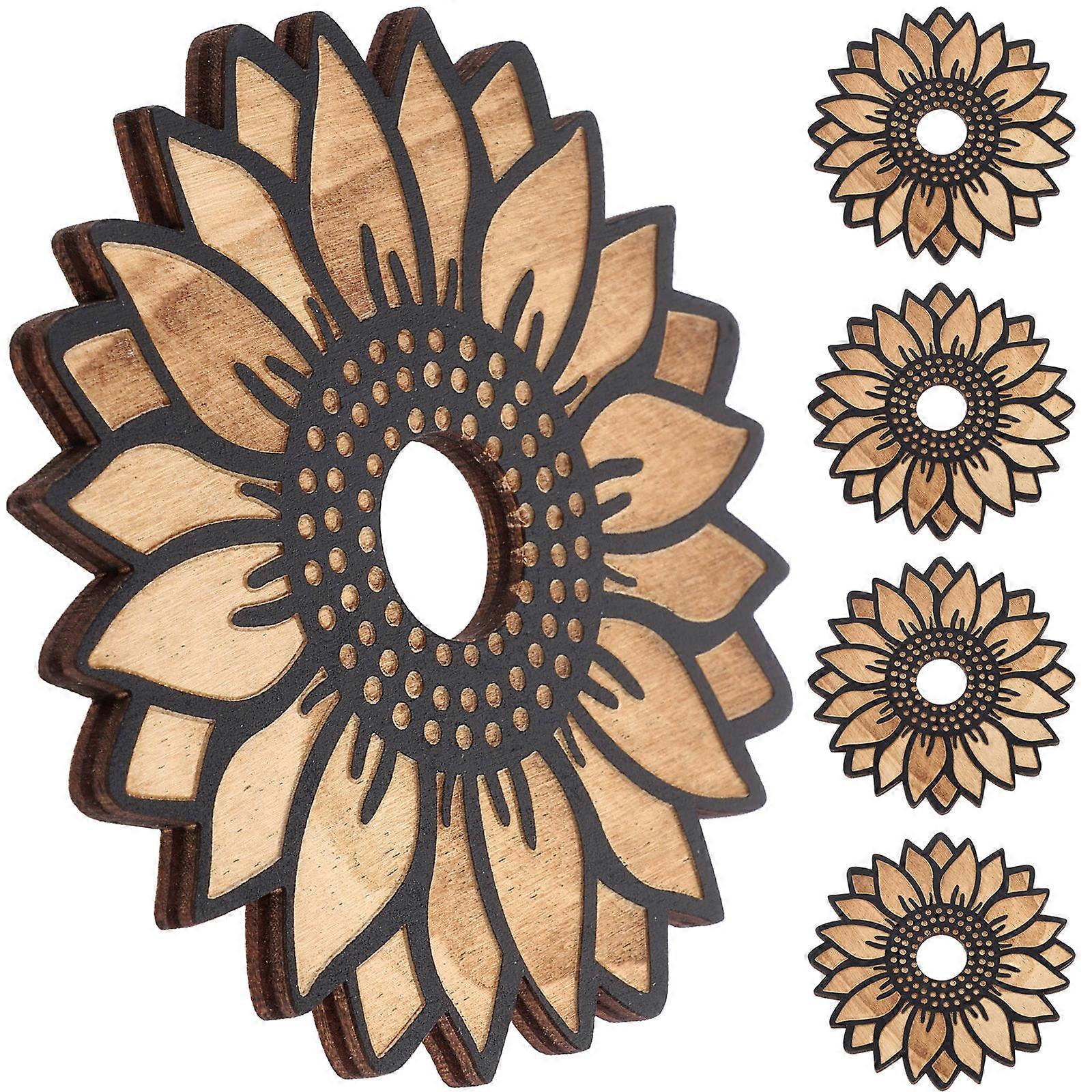 Crystal Sphere Display Holders 5Pcs Antique Style Wooden Stands Support For Home Decoration 10X10X0.4CM