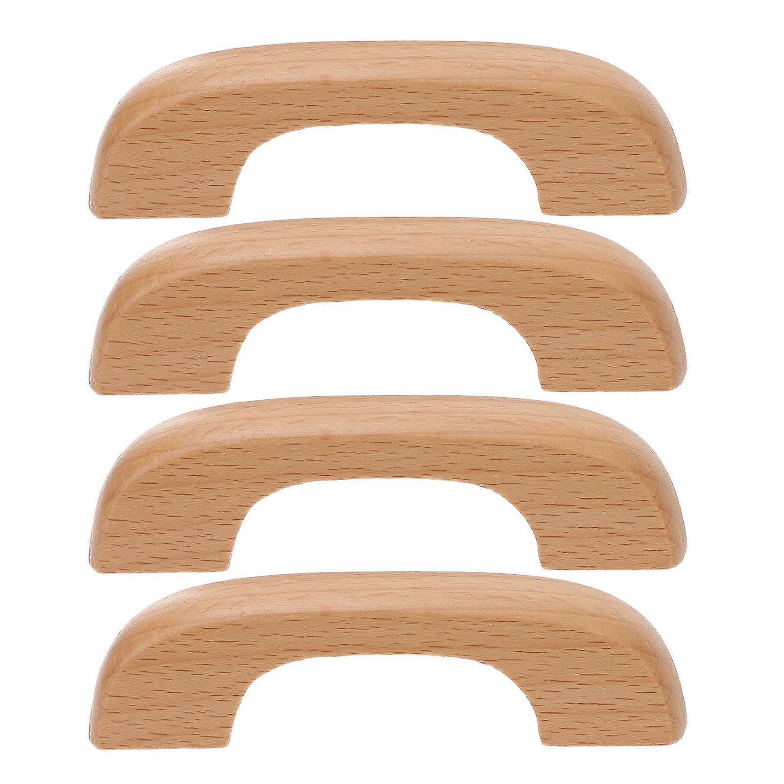 Cabinet Hardware Cupboard Handle Kitchen Door Handles For Cabinets Beech Wood Rectangular 4Pcs
