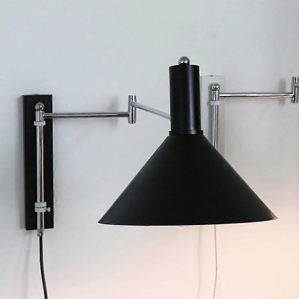 Industrial Plug-in Wall Sconce Swing Arm Lamp with Cord for Bedroom Reading, E27 Black/Red/White