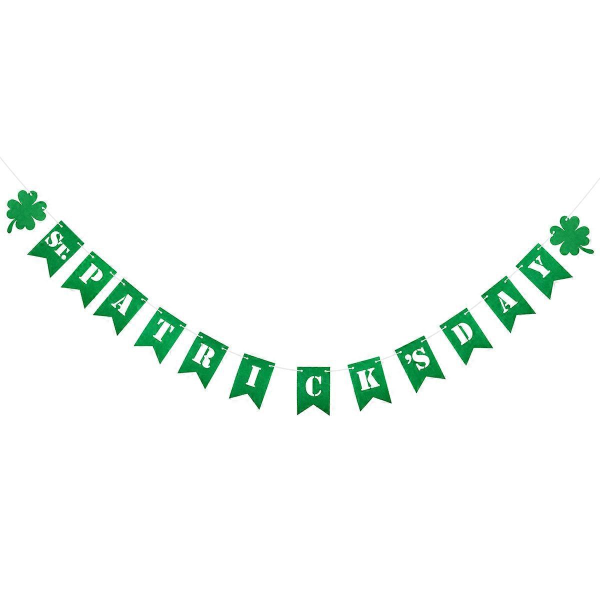 St Patrick's Day Decorations Shamrock Bunting Flags for Decoration 2Pcs