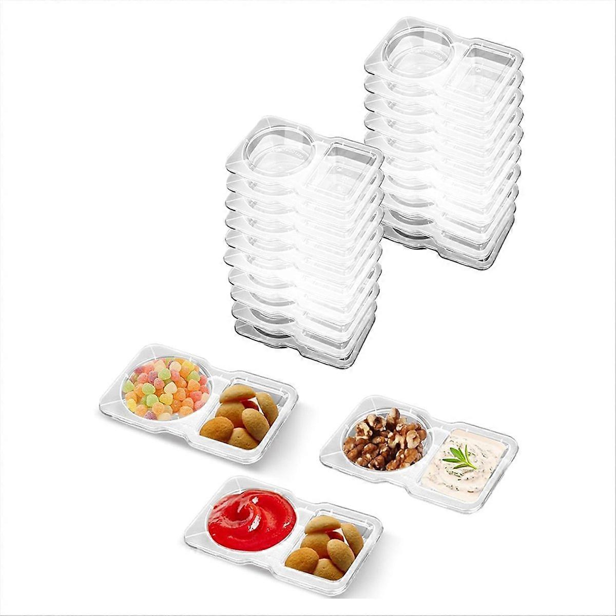 20 PCS Snack Containers with Lid with 2 Compartments Reusable