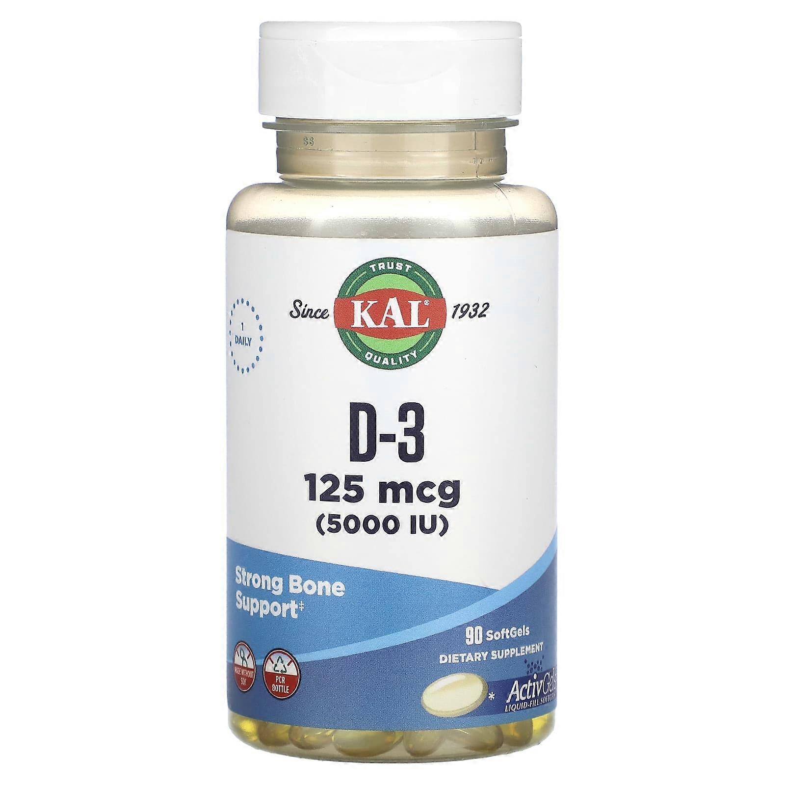 D-3, 125 mcg (5,000 IU), 90 Softgels
