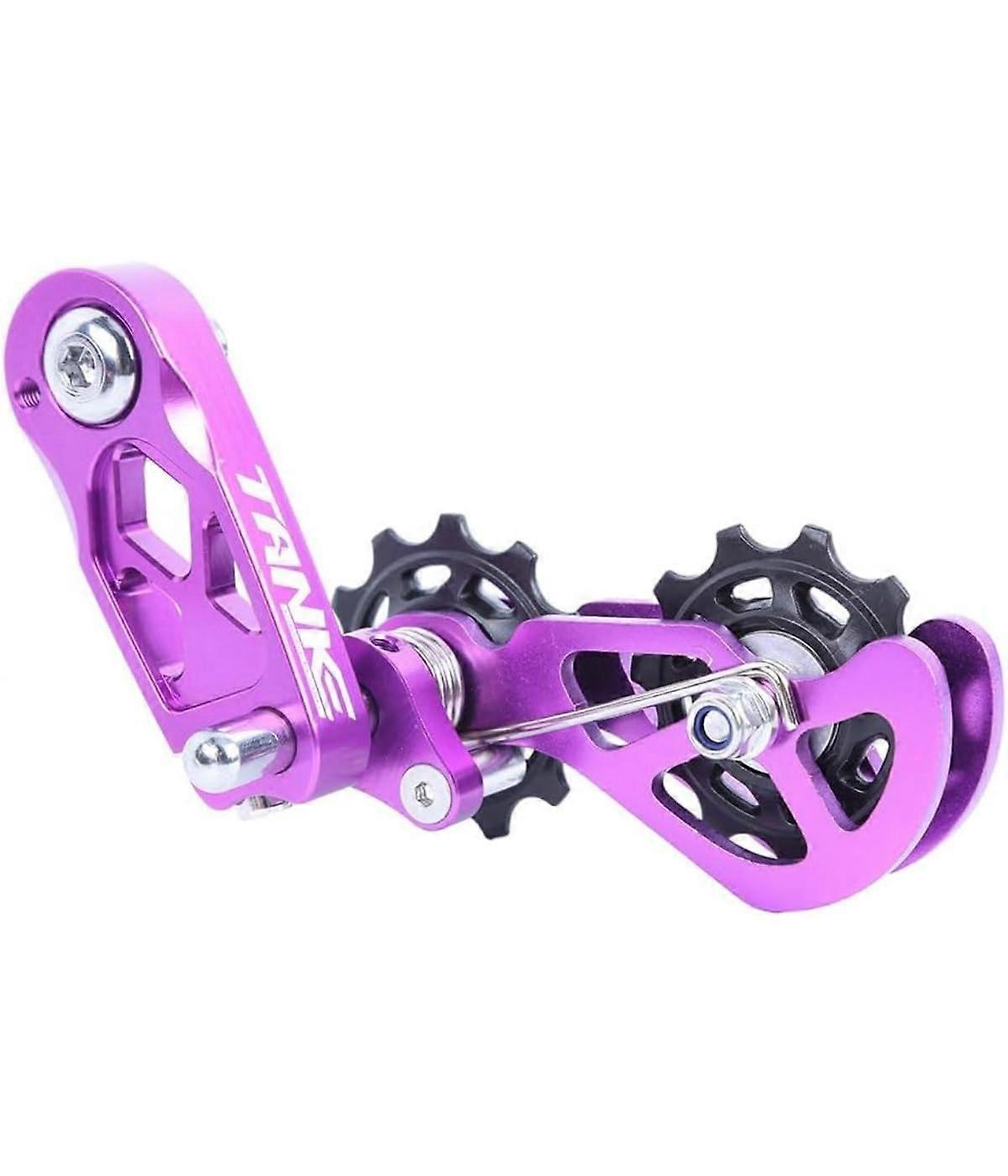 Single Speed Chain Tensioner Aluminium Alloy Adjustable Purple 1 Piece Single Speed Converter Chain Guide For Bicycles
