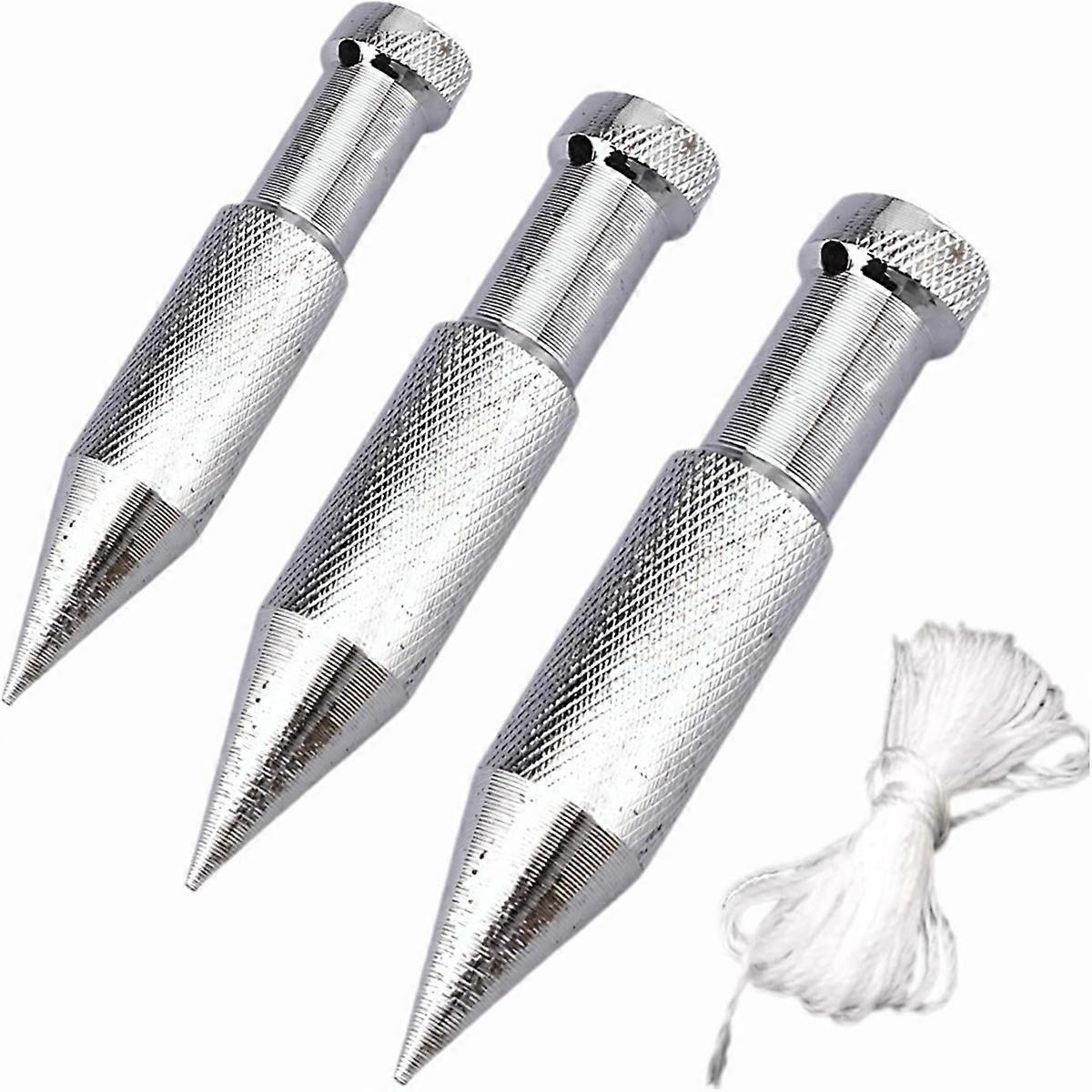 3PCS Plumb Bob with String, Steel Plumb Bob, High Precision Vertical Building Measuring Tool,Lineman Tools