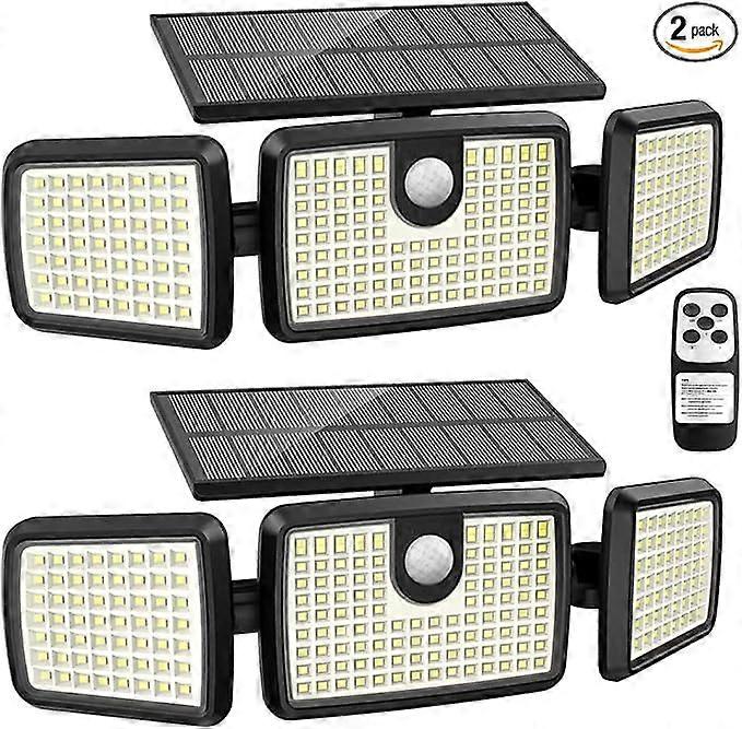 Solar Lights Outdoor, 2500LM 232 LEDs Bright Motion Sensor Deck Lights, Fast Charging with Large Tempered Glass Panel (2-Pack)