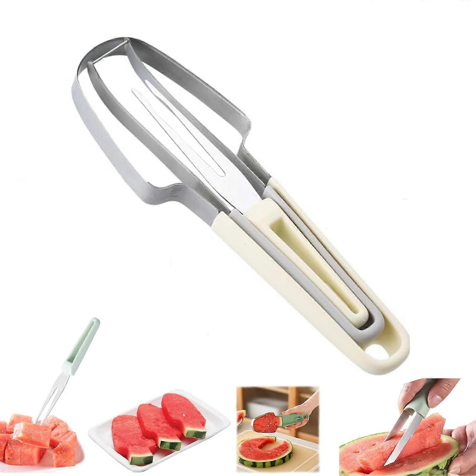 3-in-1 Watermelon Tools Stainless Steel Watermelon Popsicle Cutter Fruit Slicer Peeler Fork