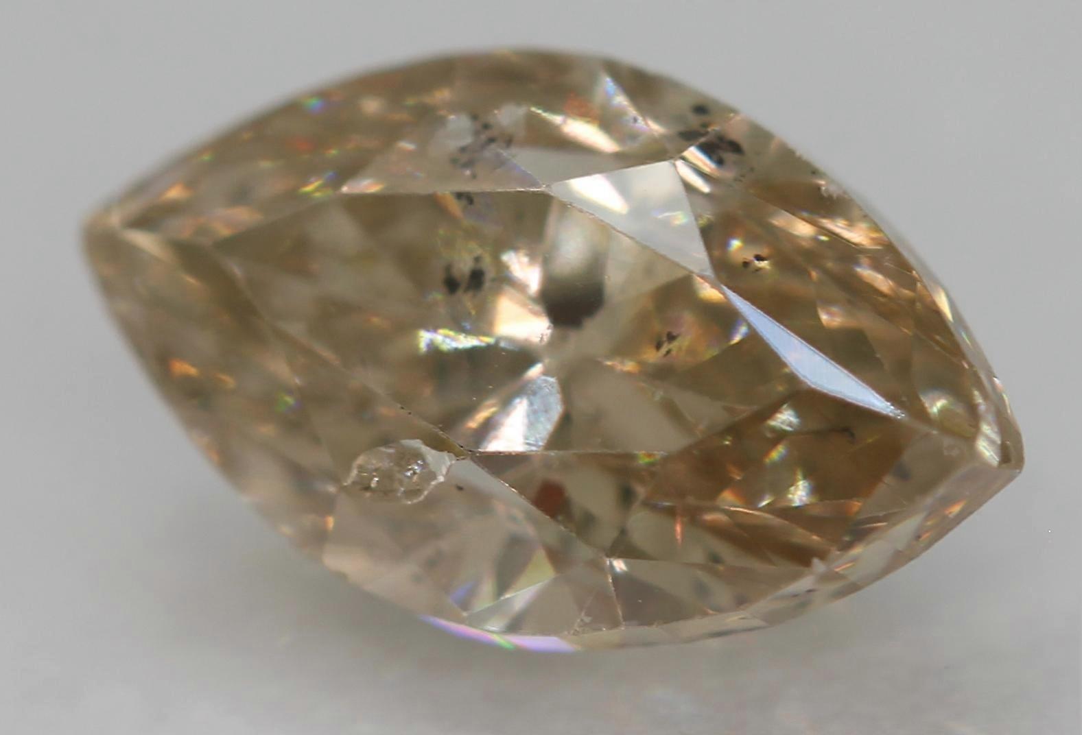 Cert 0.70 Carat Brown Yellow SI2 Marquise Natural Enhanced Diamond 7.28x4.33mm