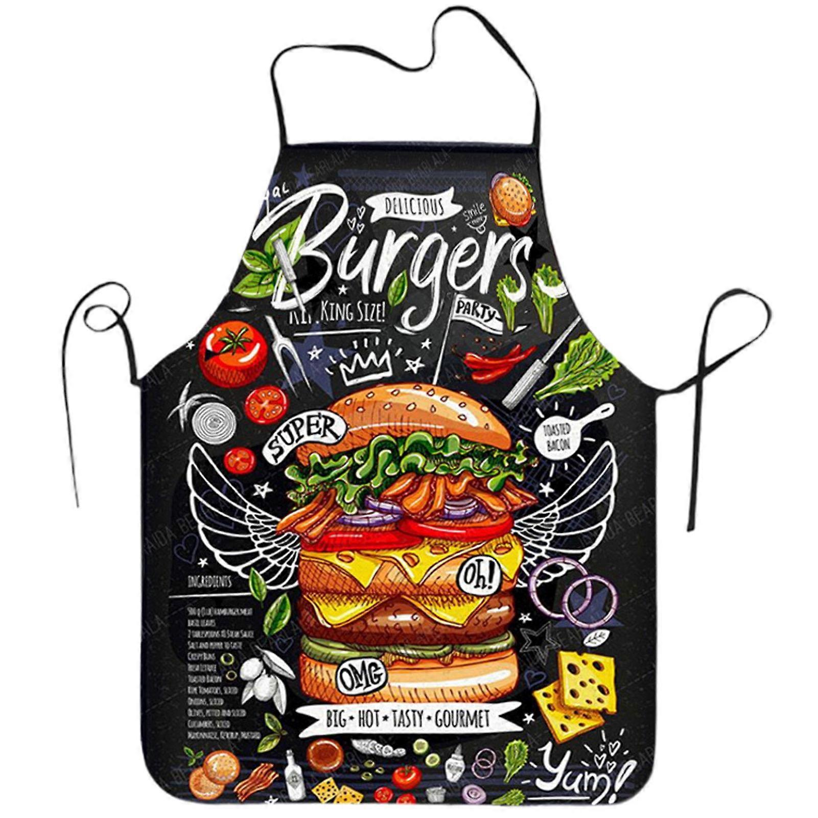 Farfi Cooking Apron Sleeveless, Reusable Waterproof Polyester Pizza Pattern Kitchen Apron for Home Supplies (Type 3, L)