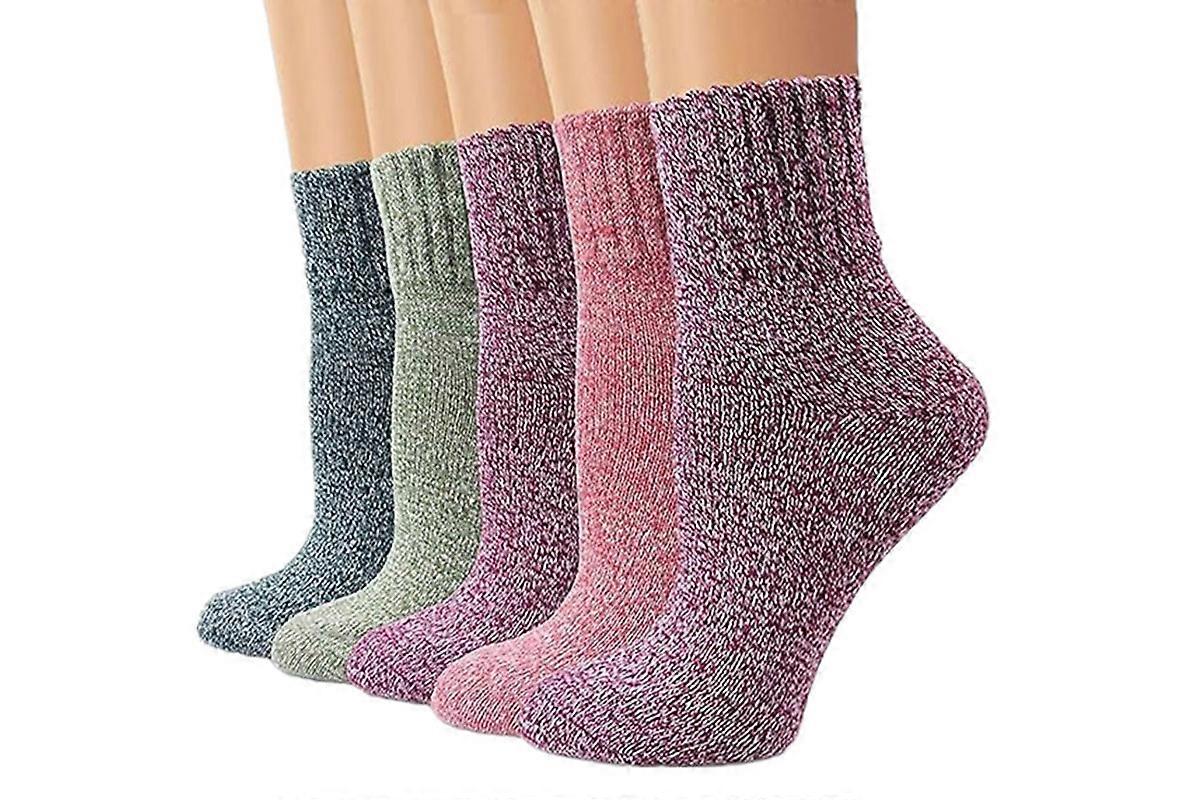 5 Pack Winter Warm Knit Socks Thick Soft Multicolor Free Size