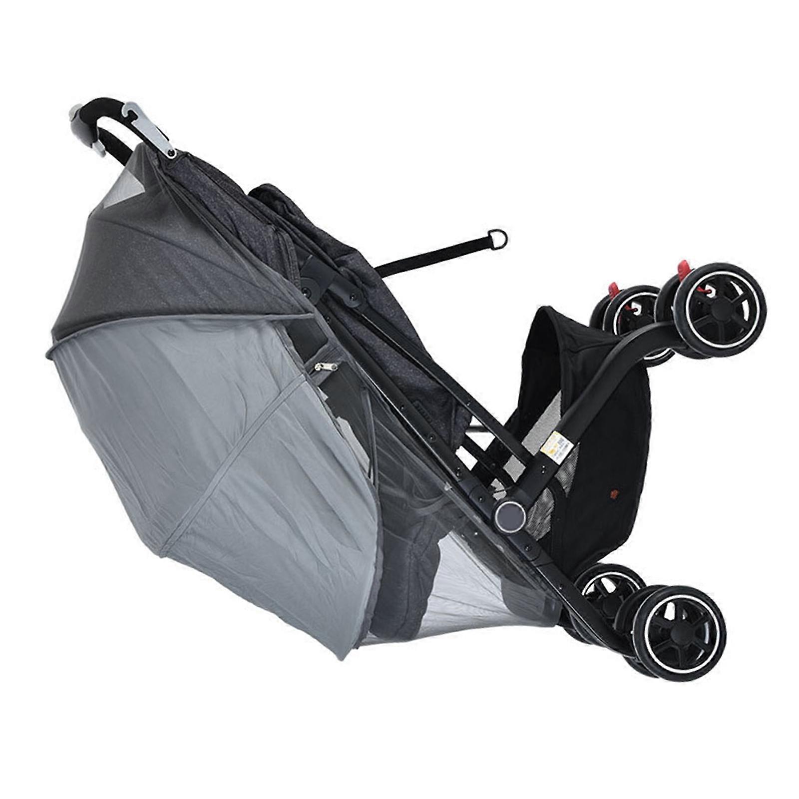 Easy Detachable Baby Fly Net Toddler Pushchair Sunshade Canopy Design For Strollers with Easy Access Zipper  Dark Gray