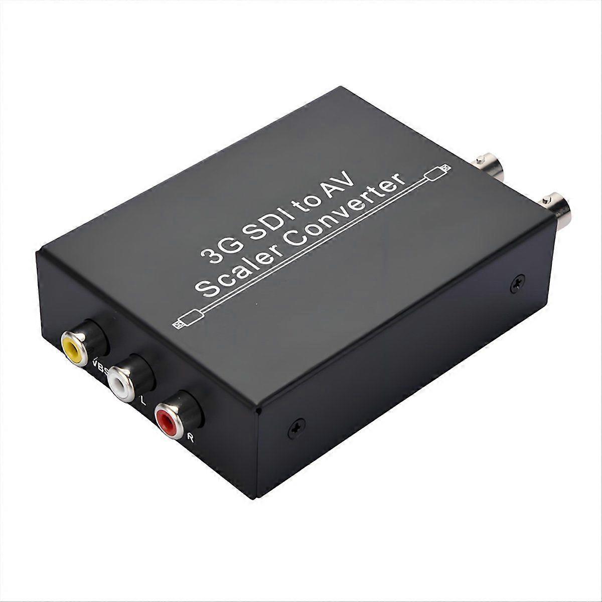 Full HD 1080p 3G SDI to AV SDI Scaler Converter 3G/HD/SD SDI to R/L CVBS Adapter Converter EU Plug