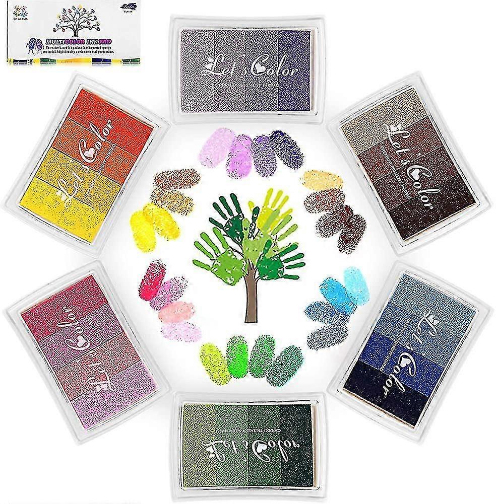 24 لون الحبر لوحة مجموعة، بصمة الحبر لوحة غير سامة قابل للغسل الحبر ختم الوسادة