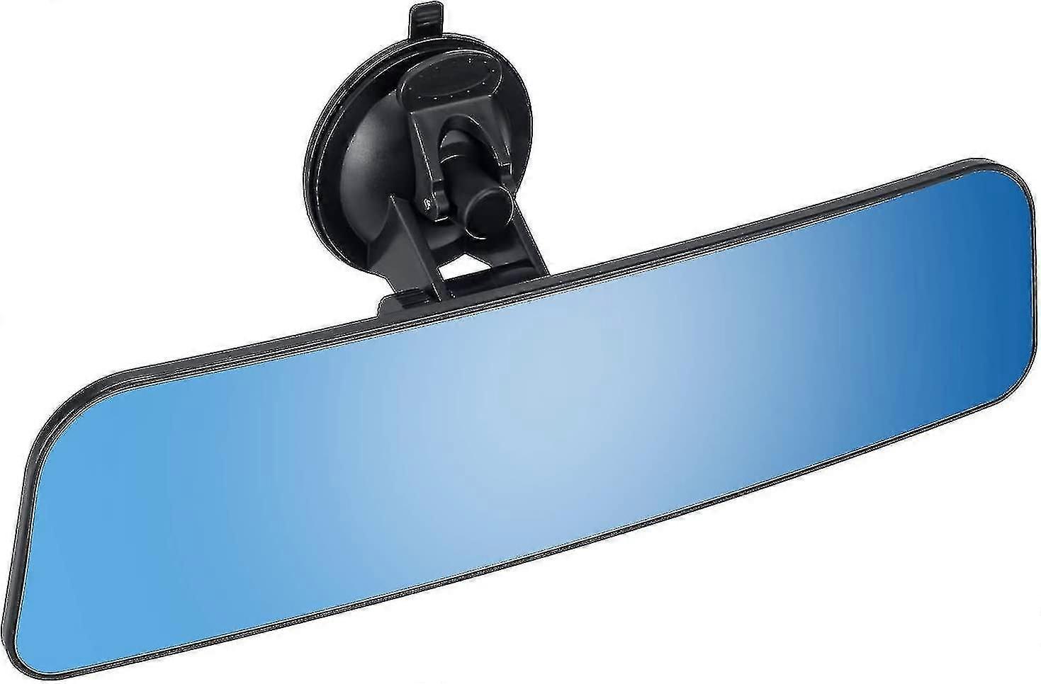 12フィート大型アンチグレアリアリアミラー、吸盤付き、スティックオンユニバーサルフレームレスインサイドバックビューブルーミラー、パノラマ広角マウント付き