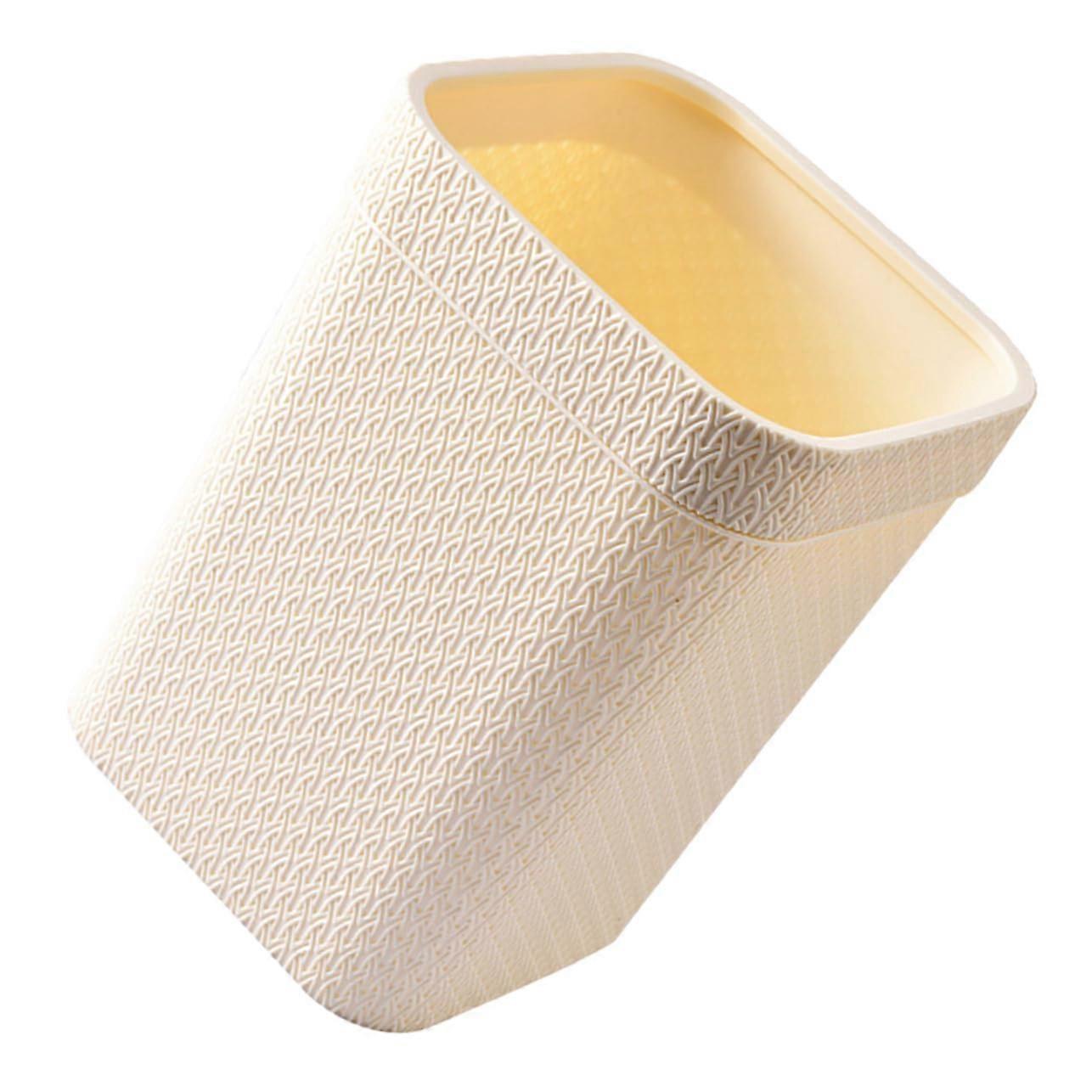 Slim Rattan Desk Waste Can Portable Bathroom Bin Modern Office Tabletop Trash Can Large Capacity Garbage Bin