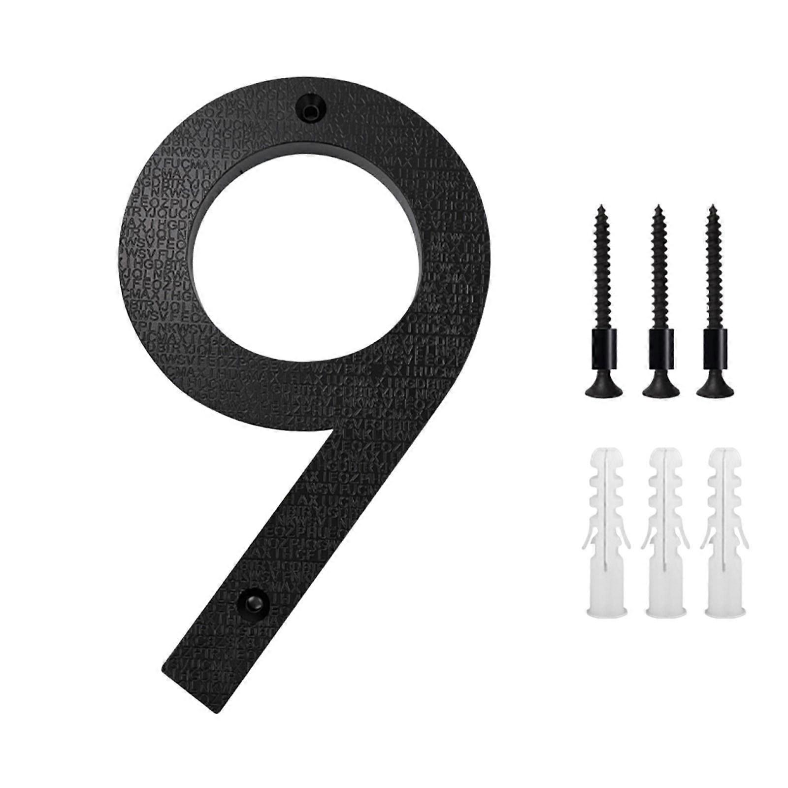 5 Inch Modern House Numbers for Outside, Large Metal Address Plaque, Anti-Rust Floating Design with Nail Kit for Front Door Garden Mailbox, Black