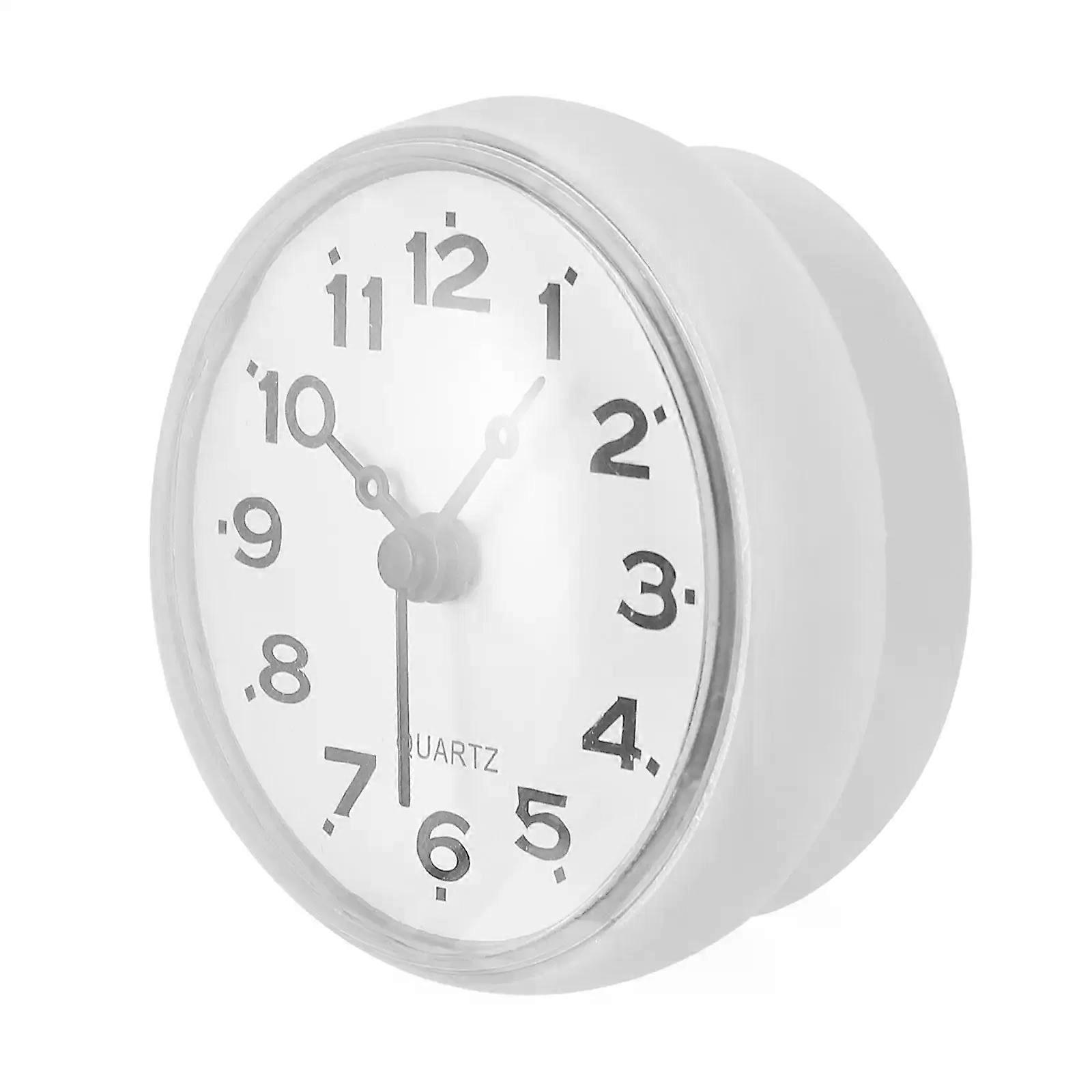 Waterproof Bathroom Clock Silent Suction Cup Mini Hanging White Clocks For Bathrooms Kitchen Wall Hugging Timer Smooth
