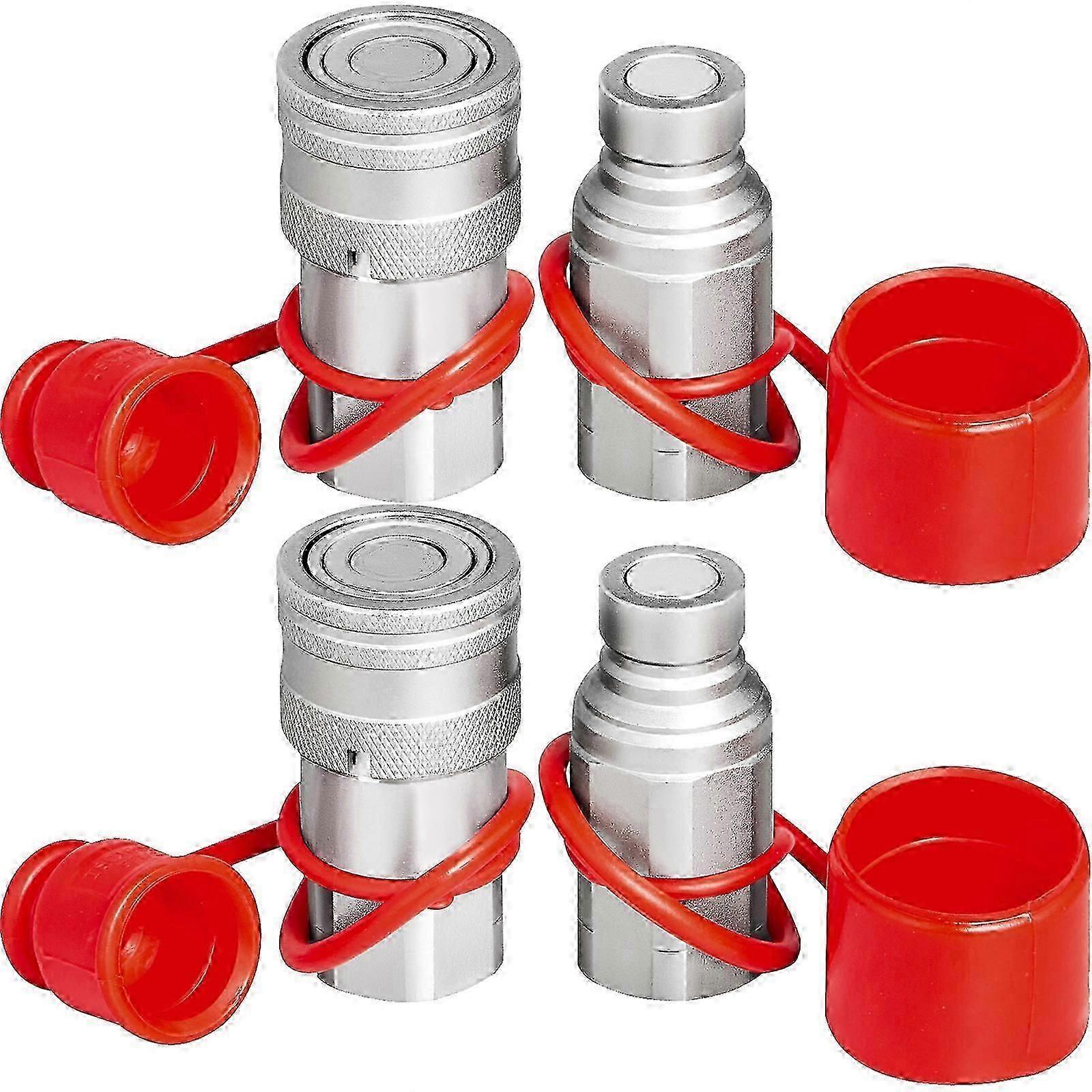 1/2" Hydraulic Quick Coupler Set  Flat Face Connectors for Skid Steer Loaders, 27.6 MPa, 2 Pairs