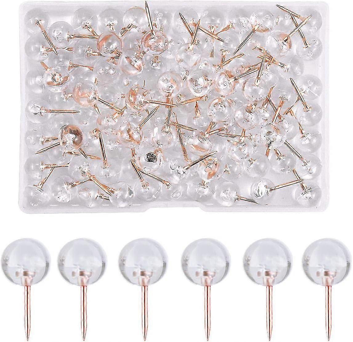 100pcs Push-Pins, runde transparente Push-Pins, Korkboard-Pins, Korkboard-Push-Pins, Wand-Push-Pins, runde Kopf-Push-Pins dekorative Push-Pins für C
