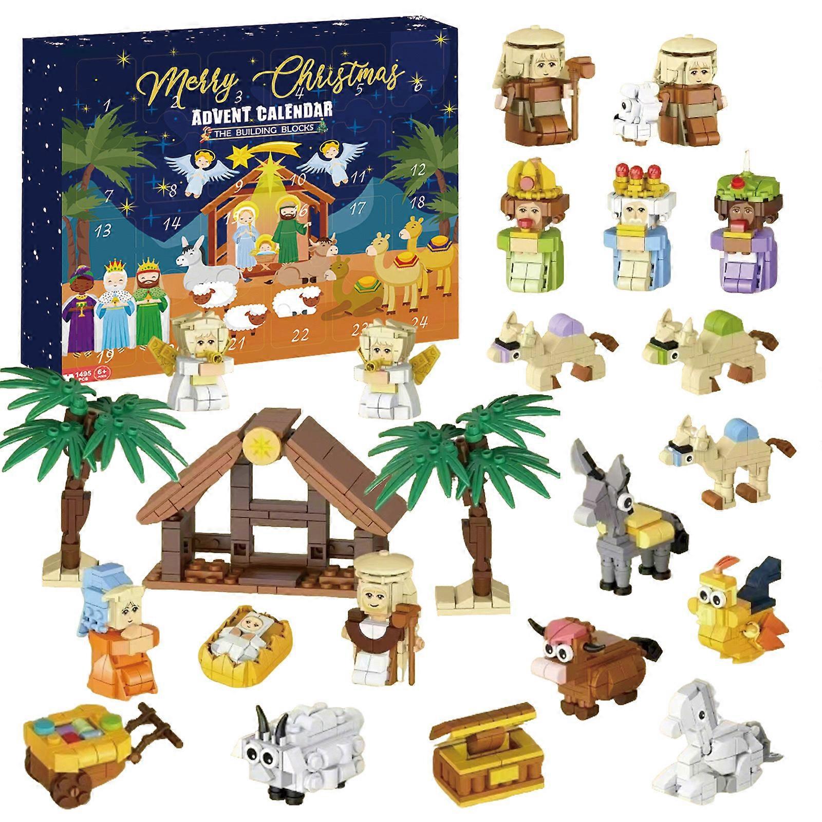 Christmas Advent Calendar Building Blocks Blind Box 24 Day Countdown DIY Child's Children Christmas Train Tree Statue Scene Gift
