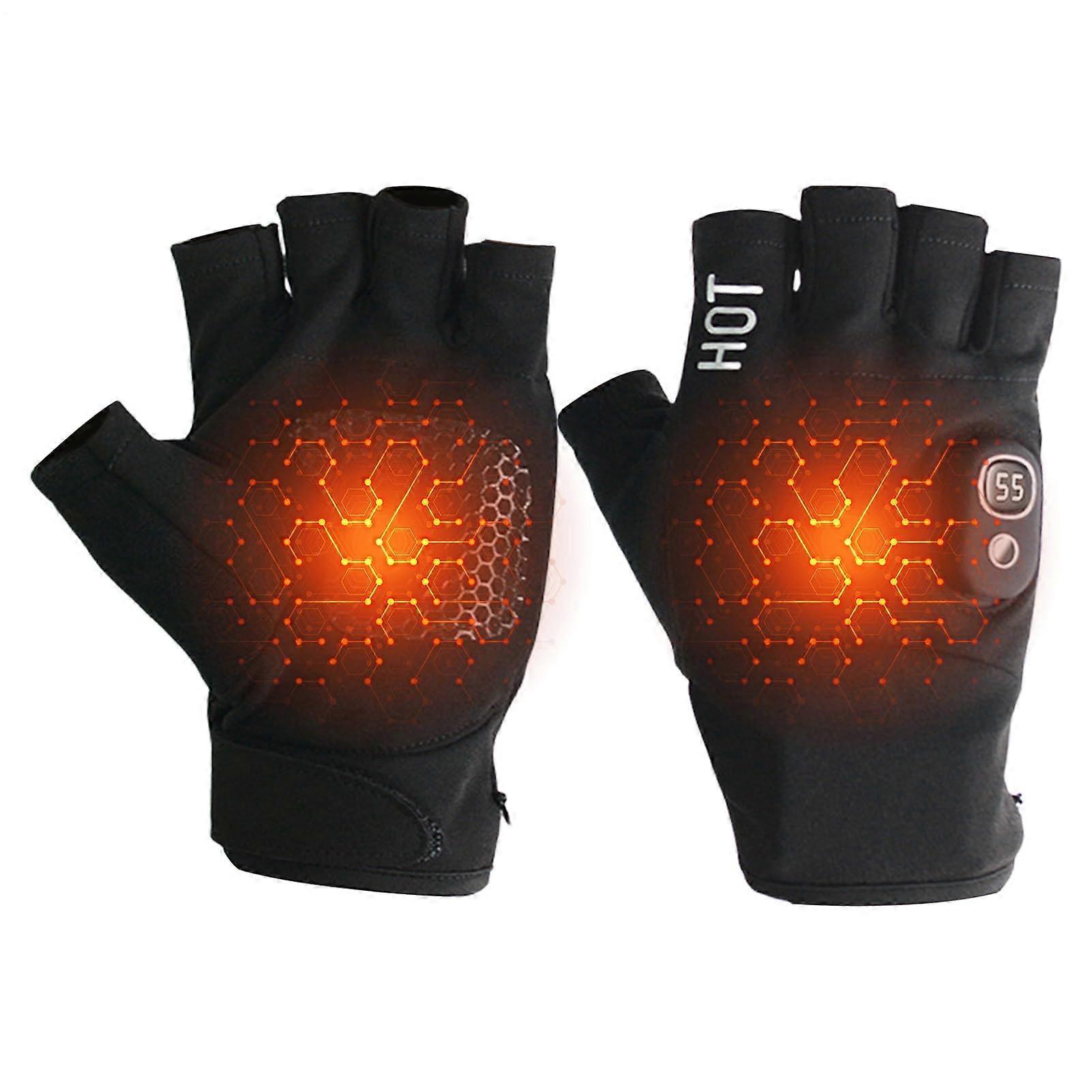 Heated Gloves OneSize Fingerless Writing Mittens USB Rechargeable 3Level Heat Settings For Work And Leisure
