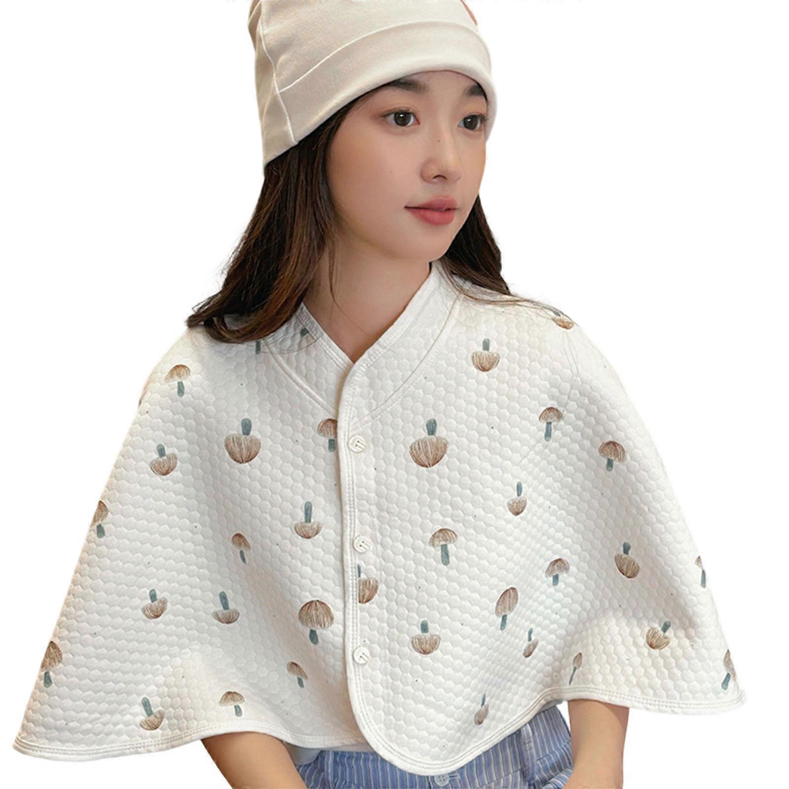 Cotton Maternity Nursing Shawl Winter Warm Postpartum Shoulder Wrap Multiple Pattern for Option for Breastfeeding Mother  mushroom1
