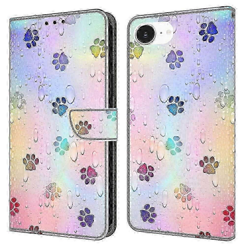 For iPhone 16e Leather Case Pattern Printing Wallet Stand Flip Phone Cover z