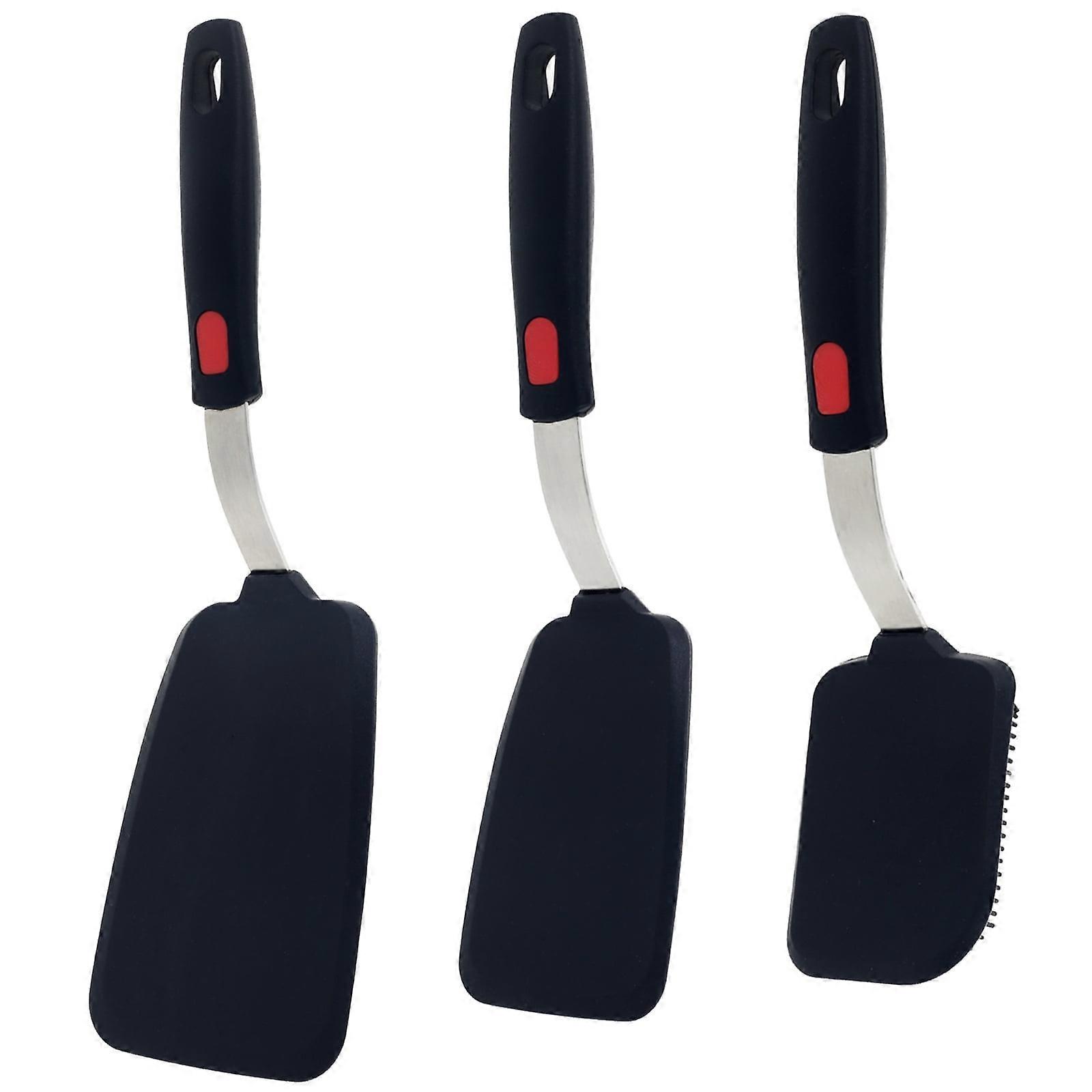 2 Pcs Silicone Spatula Set with Cleaning Brush, Heat Resistant, Non-Slip Handle, Dishwasher Safe, Compatible with Non-Stick Cookware, for Baking and