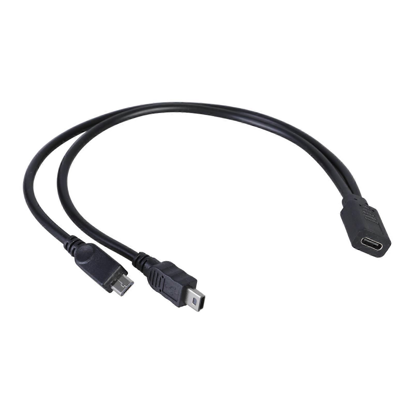 30cm USB C to USB Power Splitter Cable Converter Adapter Cord for Laptops Phones Consoles Support 5V3A Charging Multicolor