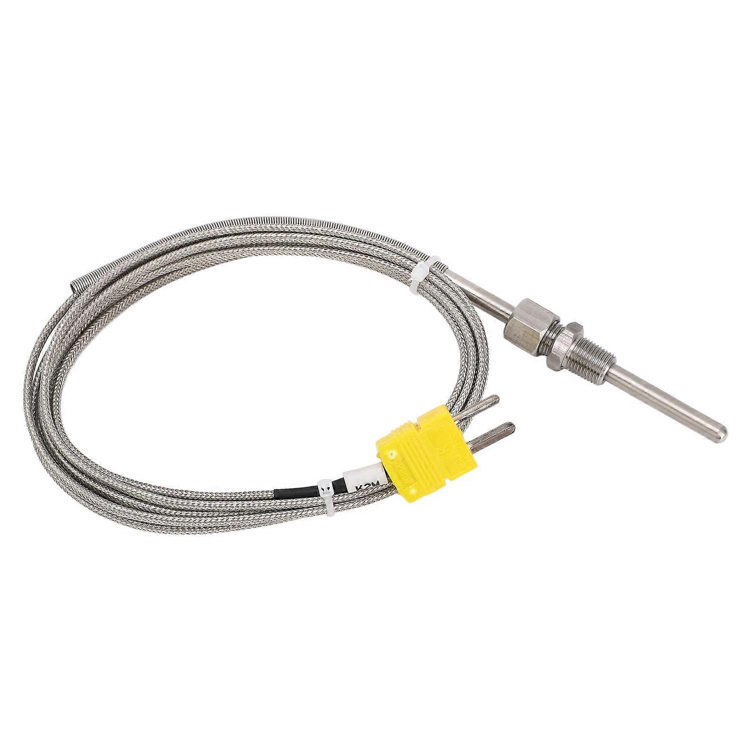 K Type Thermocouple Sensor 1/8 NPT 80mm Temperature Probe Yellow Plug ‑100 to 1250 ℃