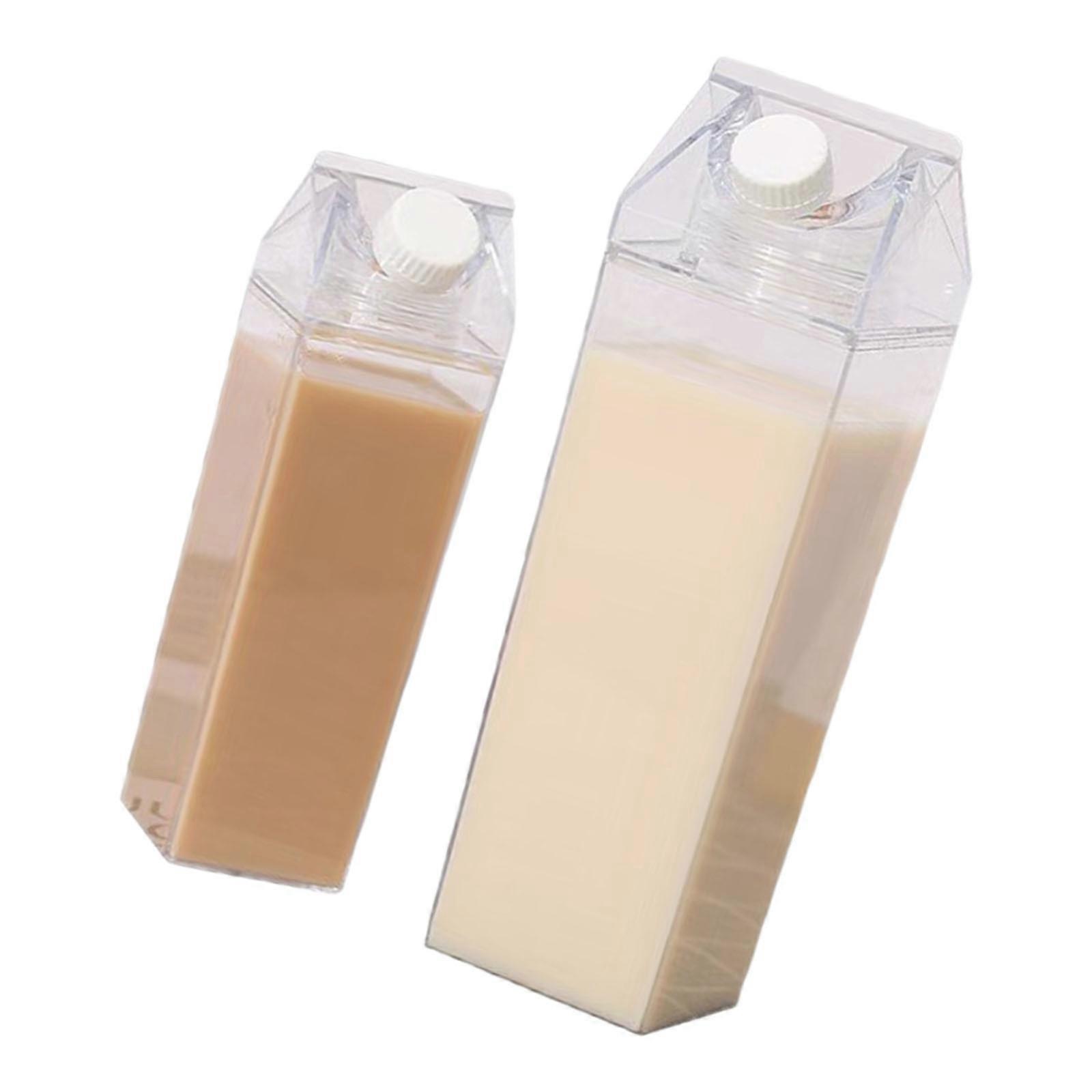 Double Size Square Milk Bottle 500ML 1000ML Clear Materials Leak Proof Lid Ergonomic Handle Dishwasher Safe Multicolor
