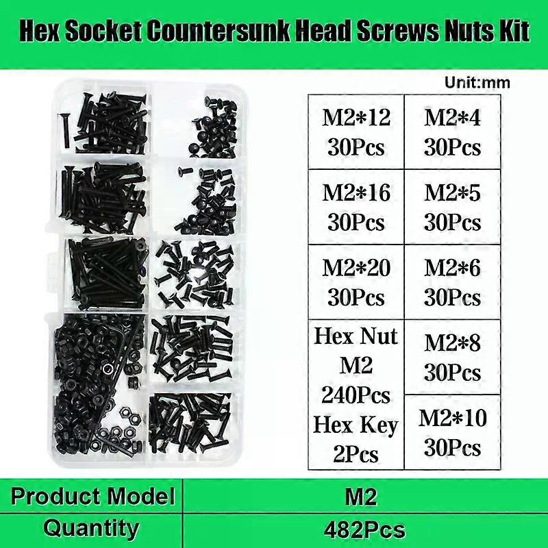 Allen Hex Screw and Nut DIN7991 M2 M3 M4 M5 M6 Black Grade 10.9 Carbon Steel Hexagon Socket Flat Countersunk Head Allen Bolt